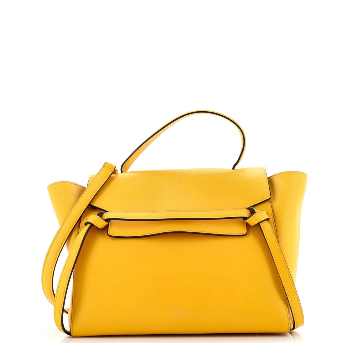 Calfskin Celine Belt Bag in Medium: Calfskin Celine Belt Bag in Medium A stunning Celine Belt Bag in medium, crafted from supple calfskin leather and adorned with aged gold hardware, this iconic design exudes effortless chic. With its s