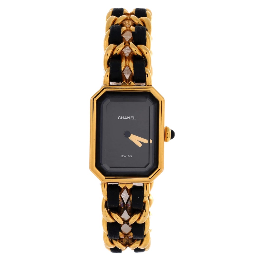 Chanel Premiere Rock Quartz Watch in Plated Metal & Leather: Chanel Premiere Rock Quartz Watch in Plated Metal & Leather Experience the timeless elegance of Chanel with the Premiere Rock Quartz Watch, boasting a striking plated metal and leather design that add