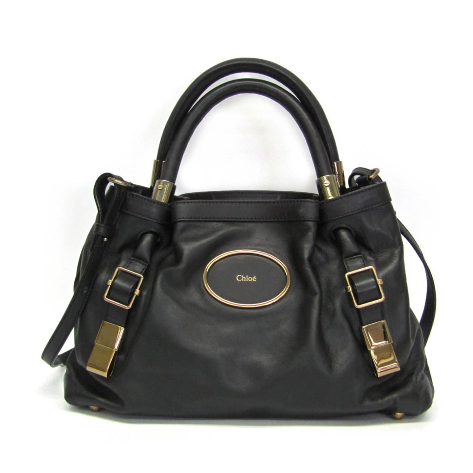 Shoulder Bag Leather - Chlo Handbag: Shoulder Bag Leather - Chlo Handbag A sleek and sophisticated shoulder bag, the Chlo Handbag boasts a timeless black leather design with a magnetic snap closure and open pocket for added convenience.