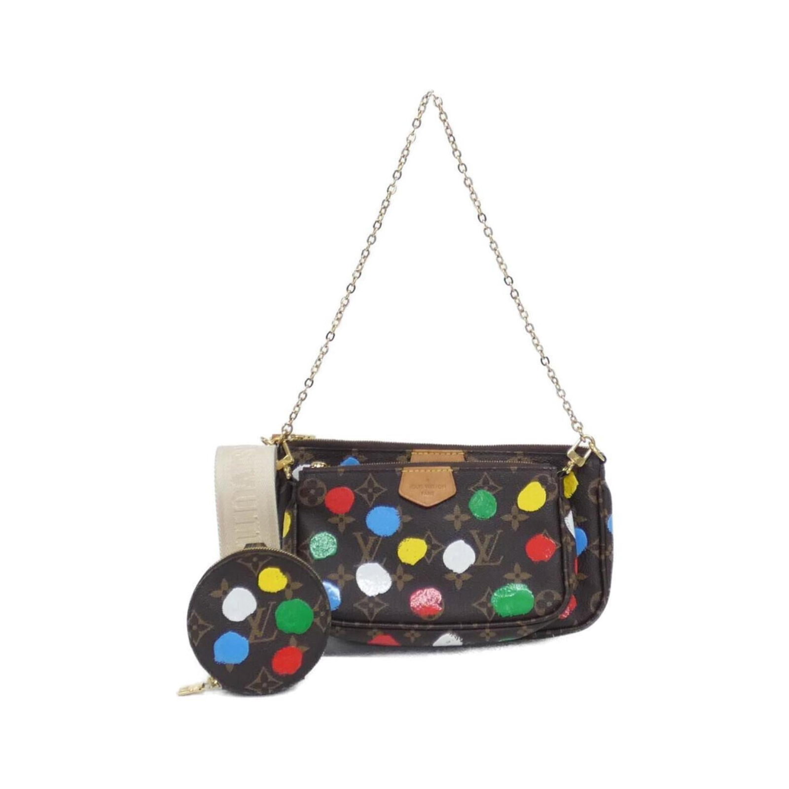 Louis Vuitton Pochette Shoulder Bag in Coated Canvas: Louis Vuitton Pochette Shoulder Bag in Coated Canvas The Louis Vuitton Pochette Shoulder Bag in Coated Canvas is a timeless and sophisticated accessory that exudes luxury. With its rich maroon hue, go
