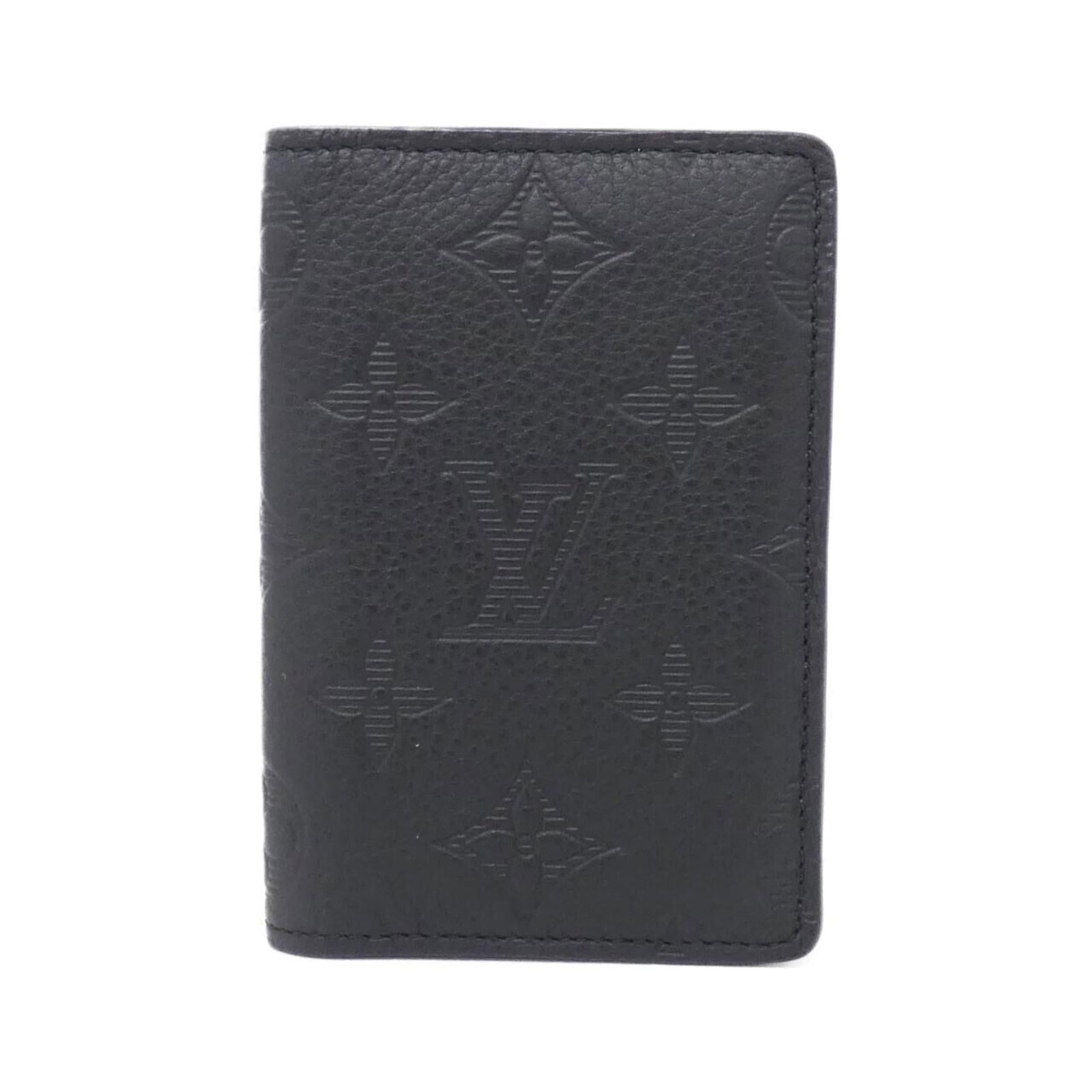 Louis Vuitton Leather Card Case: Louis Vuitton Leather Card Case A sleek and sophisticated accessory for the modern gentleman, this Louis Vuitton leather card case is crafted from high-quality calf leather and boasts a timeless black