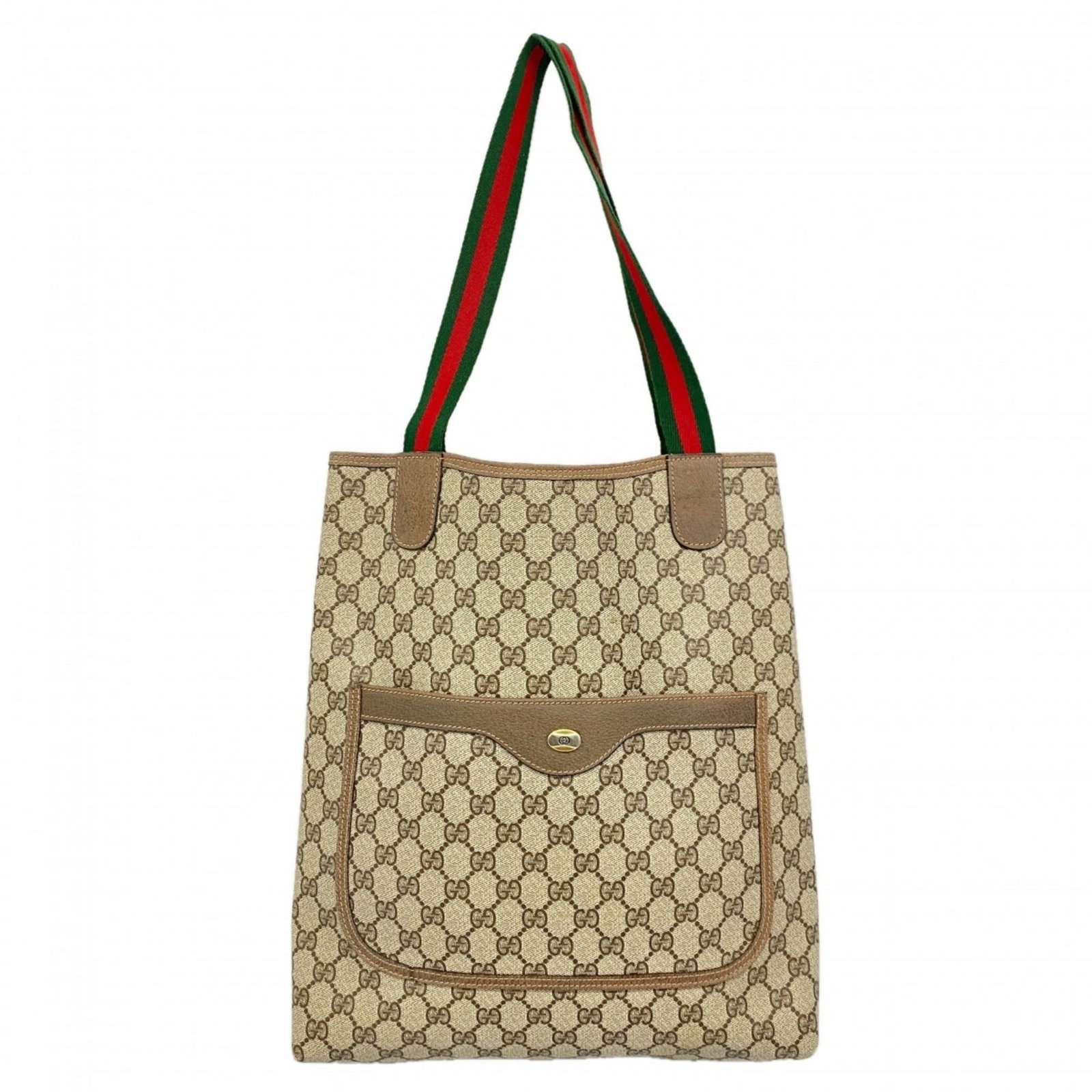 Gucci PVC Tote Bag: Gucci PVC Tote Bag Elevate your everyday style with the iconic Gucci PVC Tote Bag, boasting sleek beige and brown hues that exude sophistication. The gold and silver hardware adds a touch of luxury, w