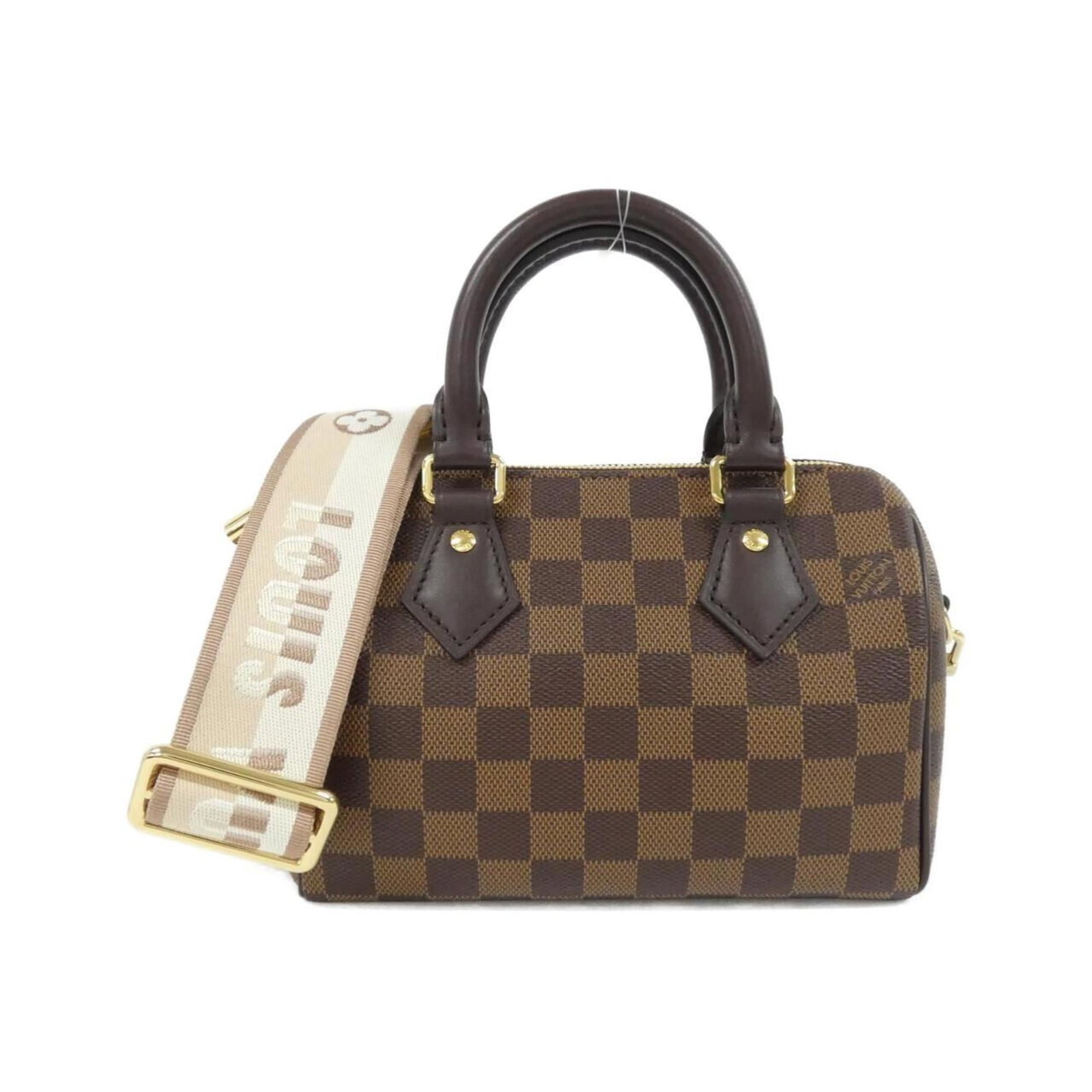 Louis Vuitton Boston Bag - Coated Canvas: Louis Vuitton Boston Bag - Coated Canvas A timeless and sophisticated choice, the Louis Vuitton Boston Bag in beige Ebene is a classic design that exudes elegance. Its coated canvas material adds a to