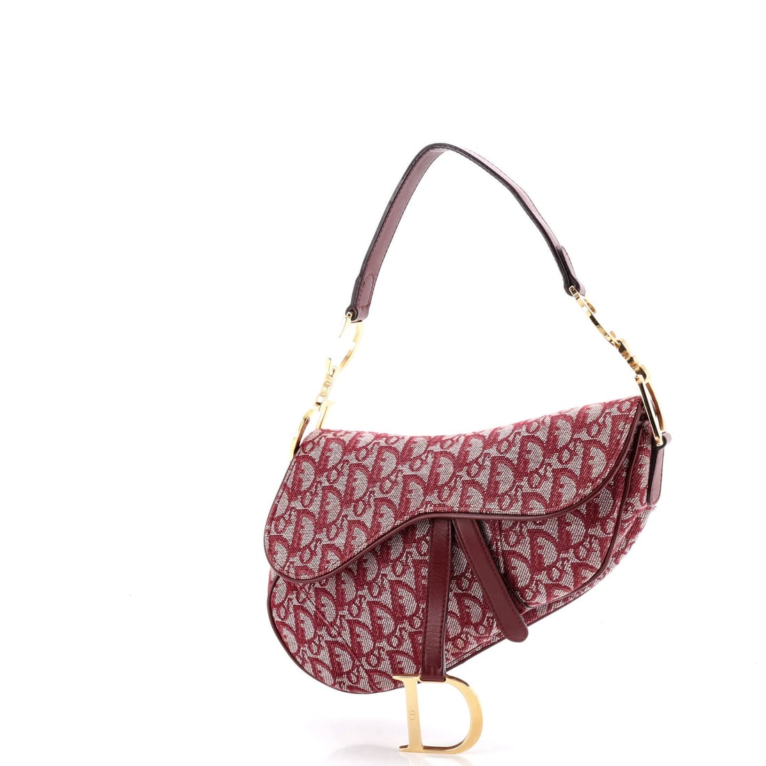 Christian Dior Vintage Saddle Bag in Diorissimo Canvas Medium: Christian Dior Vintage Saddle Bag in Diorissimo Canvas Medium A true vintage gem, this Christian Dior Saddle Bag in Diorissimo Canvas Medium exudes timeless elegance with its bold red exterior and cla