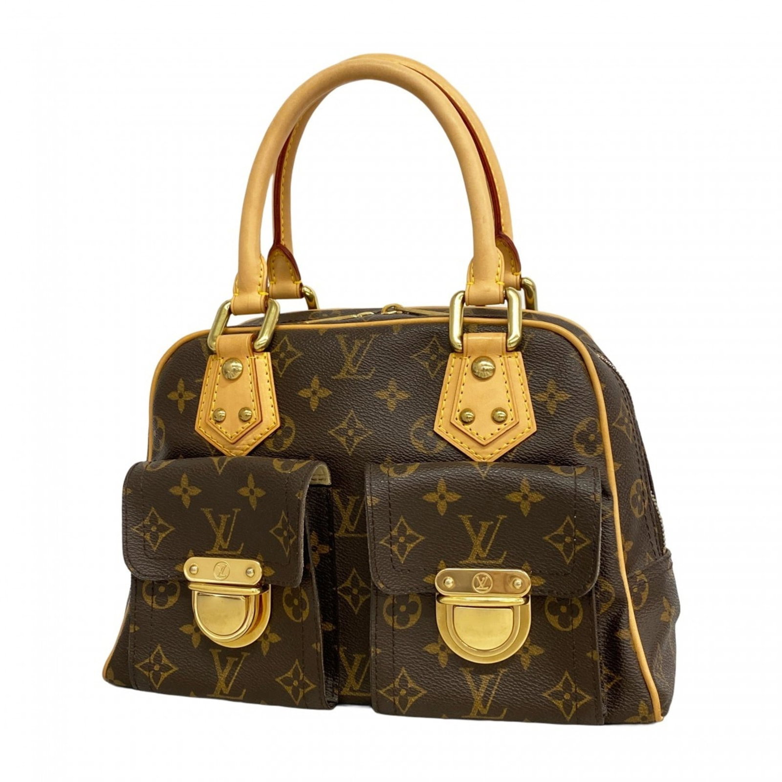 Handbag Louis Vuitton: Handbag Louis Vuitton A timeless classic, this pre-owned Louis Vuitton handbag boasts the iconic monogram pattern and rich brown leather, exuding elegance and sophistication. With its spacious