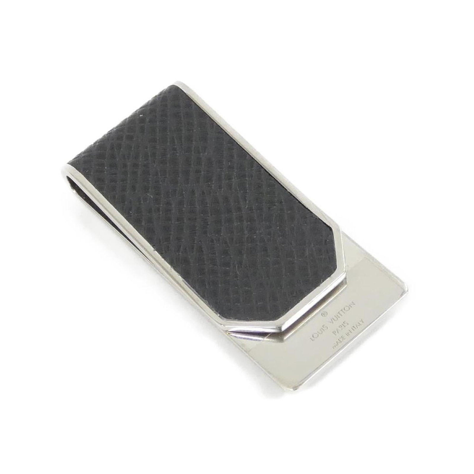 Leather Louis Vuitton Money Clip: Leather Louis Vuitton Money Clip A sleek and sophisticated accessory for the modern gentleman, this authentic Louis Vuitton leather money clip is crafted from high-quality calf leather in classic blac