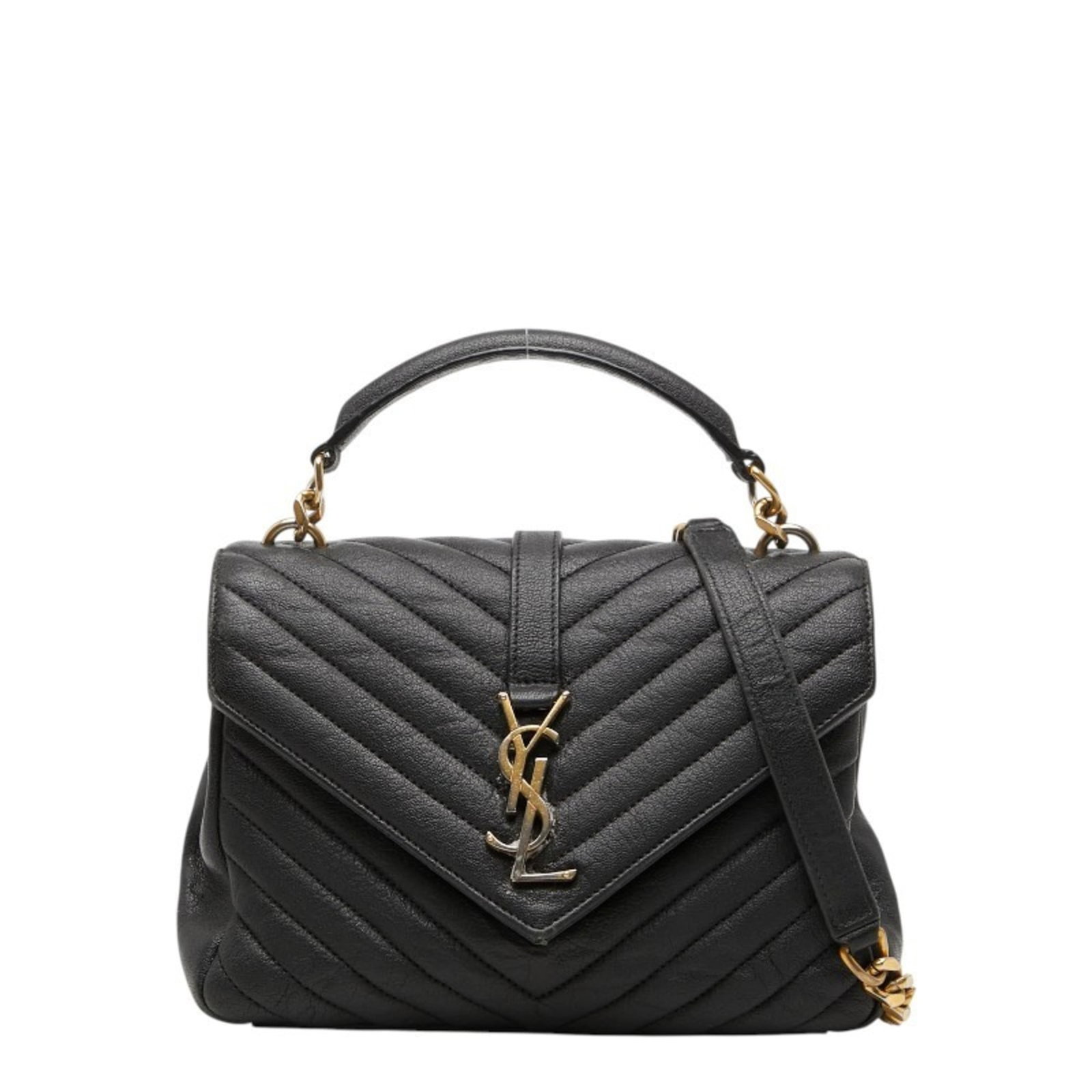 Saint Laurent Shoulder Bag in Leather: Saint Laurent Shoulder Bag in Leather Experience the timeless elegance of Saint Laurent's iconic shoulder bag, crafted from rich black leather that exudes sophistication and poise. With its hidden com