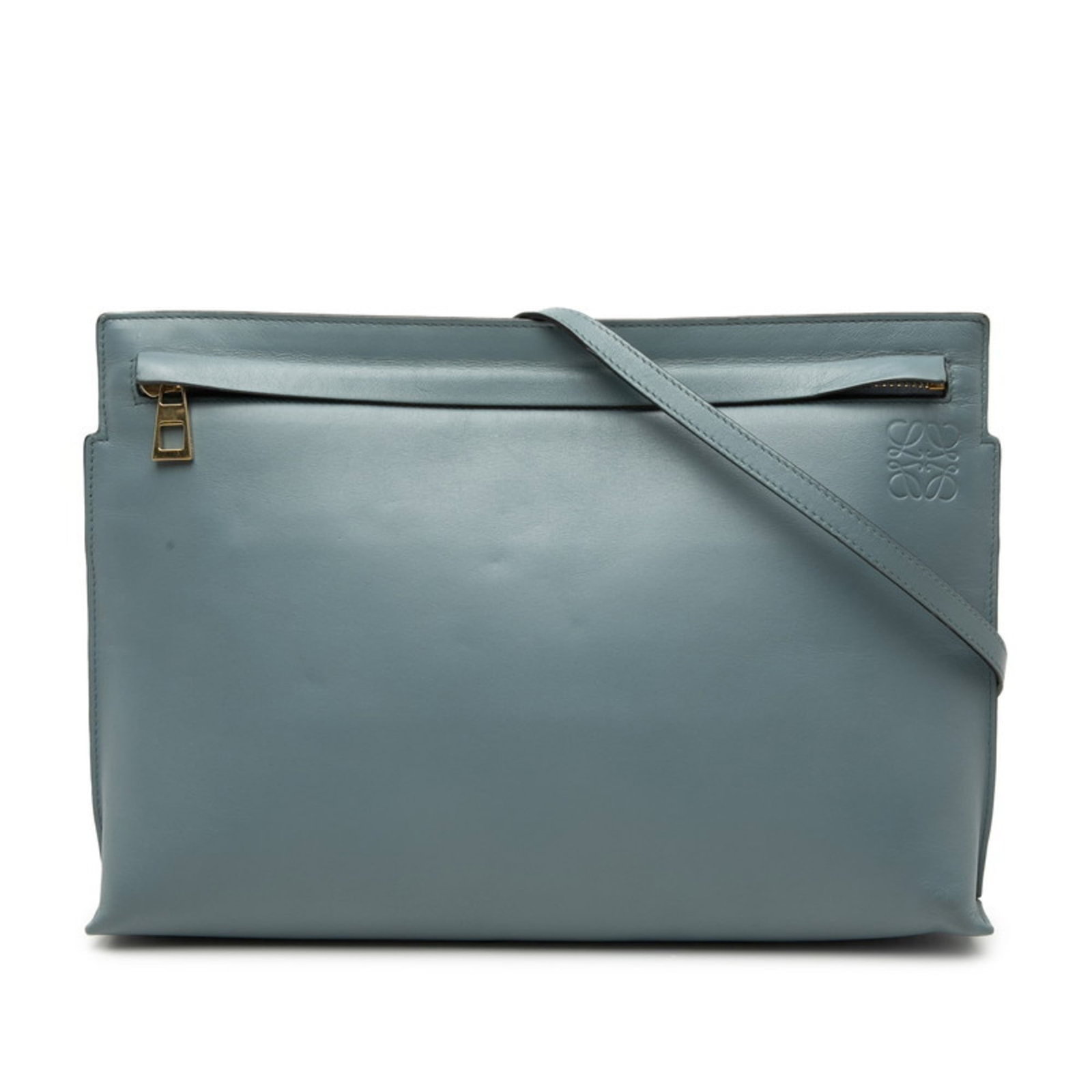 Loewe Leather Shoulder Bag: Loewe Leather Shoulder Bag A timeless piece from the iconic Spanish brand, this Loewe Leather Shoulder Bag boasts a stunning light blue hue and premium leather construction. With its classic design an