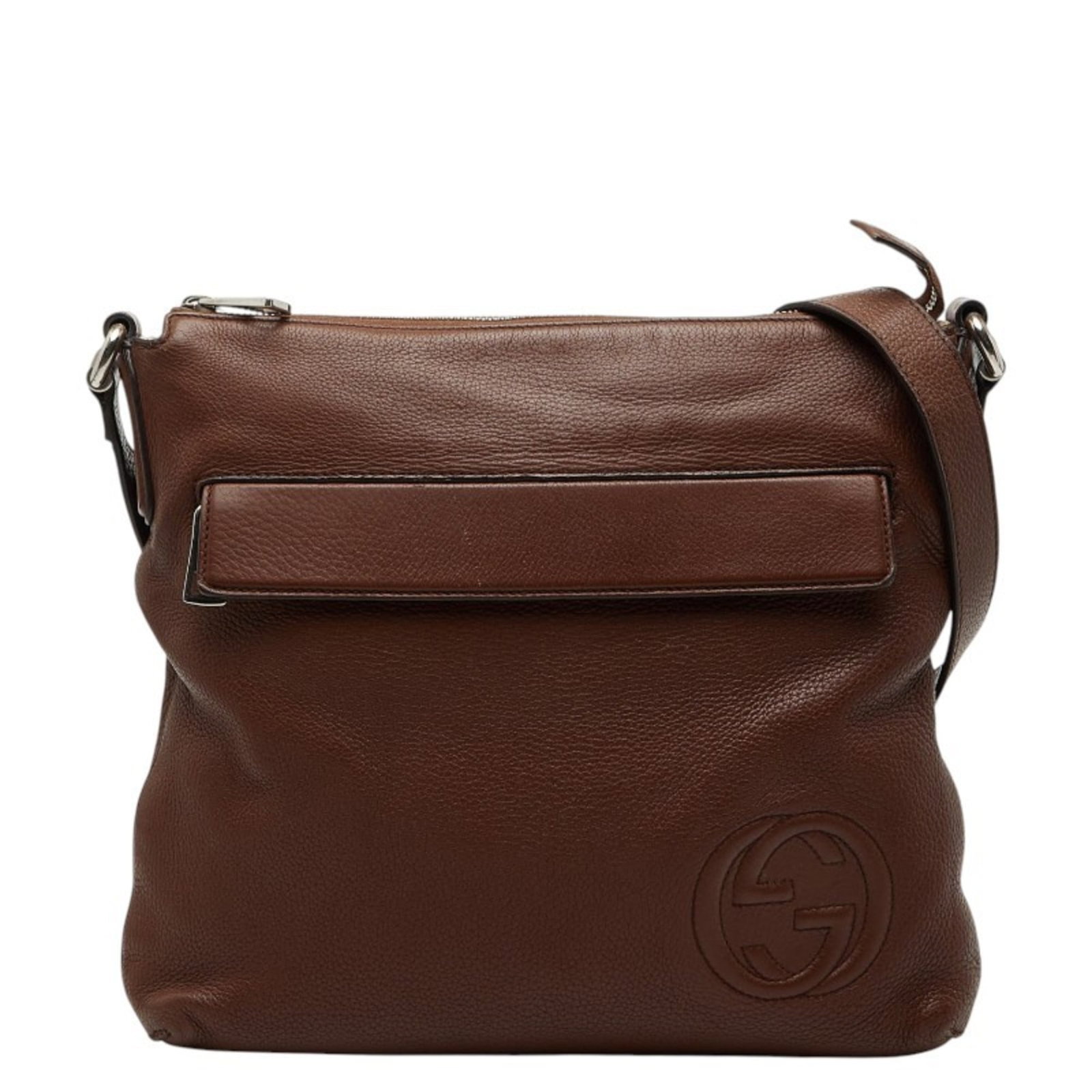 Gucci Leather Shoulder Bag: Gucci Leather Shoulder Bag A timeless Gucci leather shoulder bag in rich brown, boasting classic design and premium quality. With its spacious interior and sturdy 5cm strap, this versatile tote is per