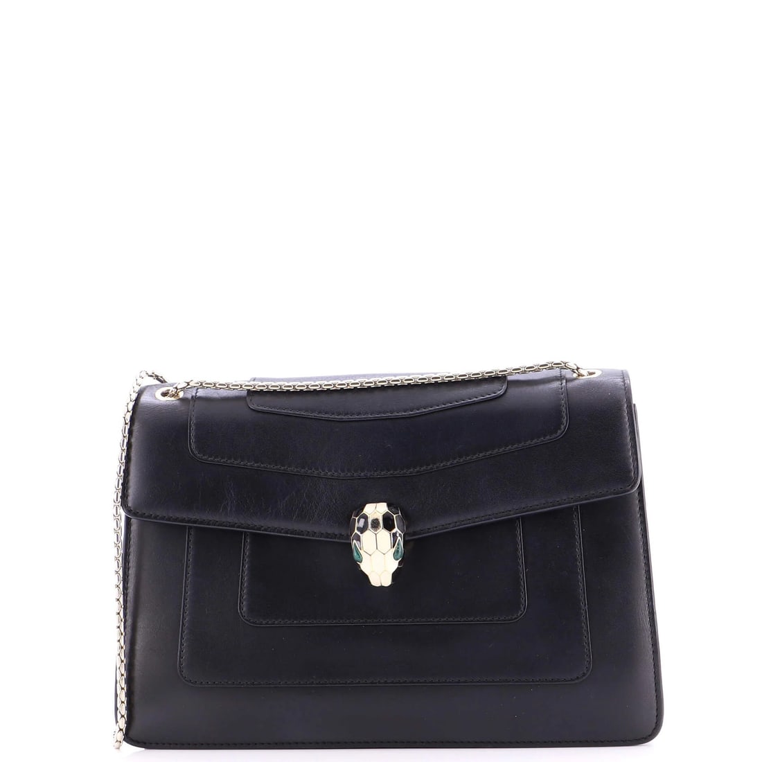 Bvlgari Serpenti Forever Square Medium Leather Shoulder Bag: Bvlgari Serpenti Forever Square Medium Leather Shoulder Bag The Bvlgari Serpenti Forever Square Medium Leather Shoulder Bag is a timeless and sophisticated accessory, boasting sleek black leather exte