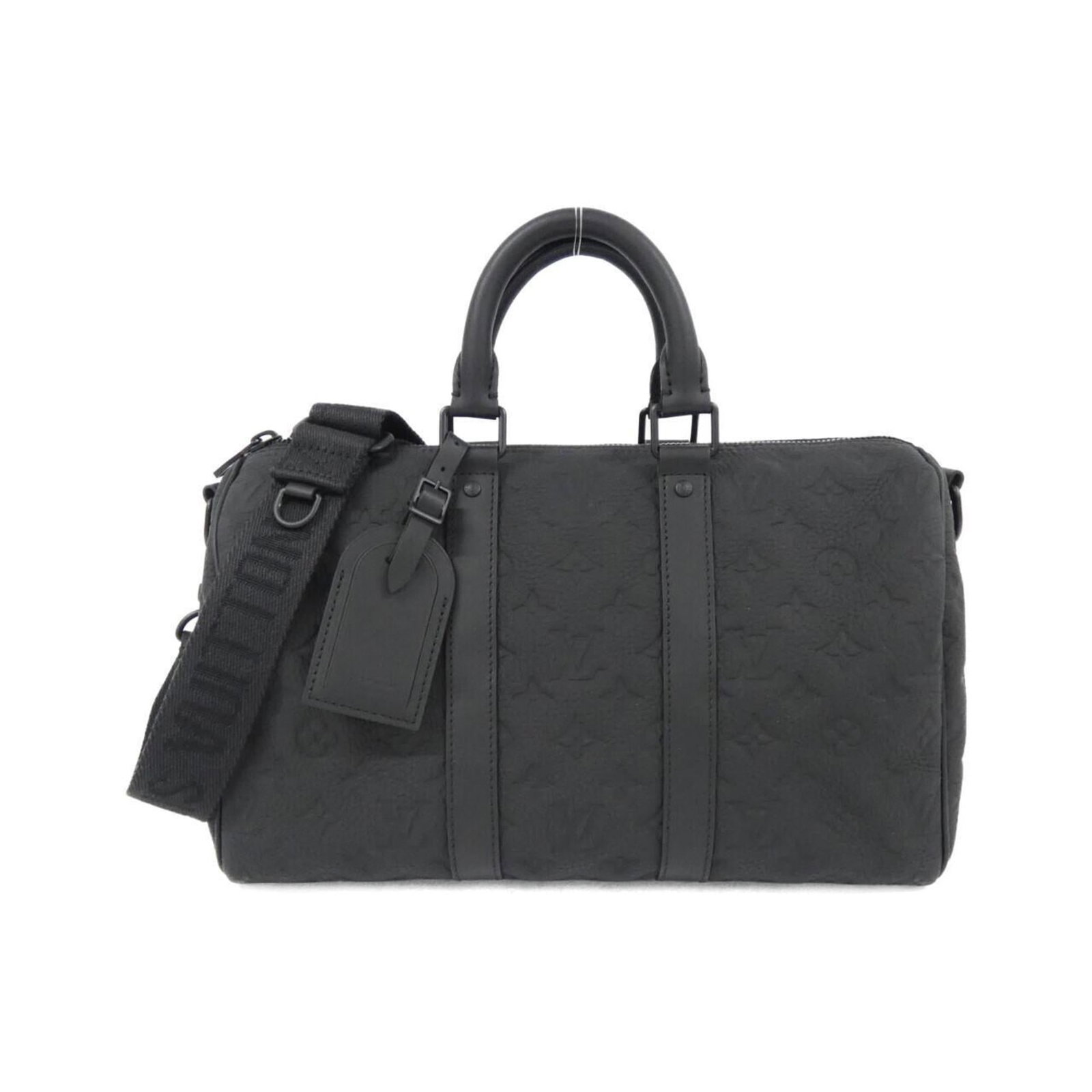 Leather Louis Vuitton Boston Bag: Leather Louis Vuitton Boston Bag A luxurious and timeless piece, this pre-owned Louis Vuitton Boston bag boasts rich black calfskin leather and classic design elements that exude sophistication and el