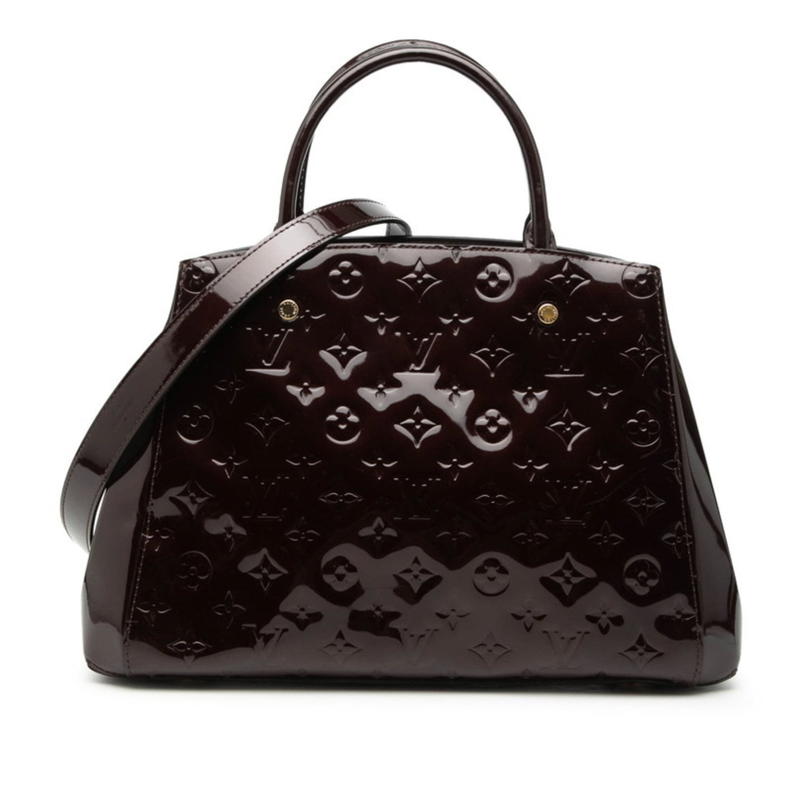 Louis Vuitton Patent Leather Shoulder Bag: Louis Vuitton Patent Leather Shoulder Bag A stunning Louis Vuitton Amarante patent leather shoulder bag, perfect for adding a touch of luxury to any outfit. With its sleek 35cm design and classic silh