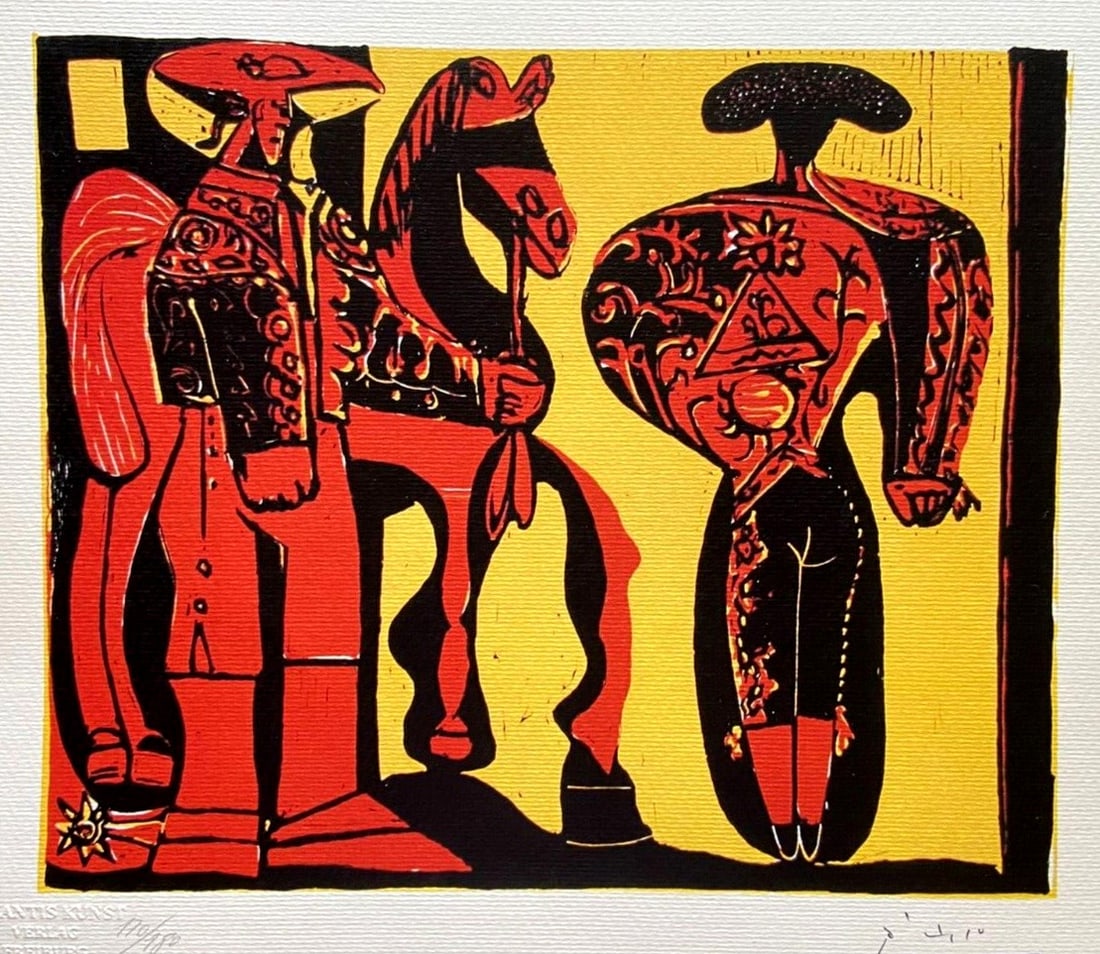Pablo Picasso Lithograph #: Pablo Picasso Lithograph # Own a piece of art history with this stunning 1978 lithograph by Pablo Picasso, titled "Picador". This medium-sized print is signed and numbered, making it a unique addition