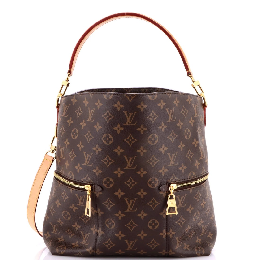 Louis Vuitton Melie Monogram Canvas Handbag: Louis Vuitton Melie Monogram Canvas Handbag Experience the timeless elegance of Louis Vuitton's iconic Melie handbag, boasting a rich brown monogram canvas exterior and sleek gold hardware. With its s