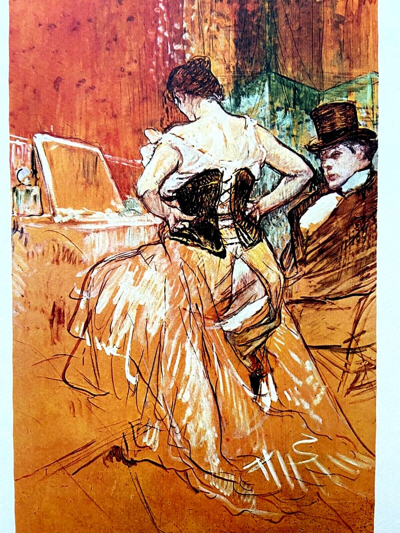 Henri de Toulouse-Lautrec Rare Lithograph: Henri de Toulouse-Lautrec Rare Lithograph Experience the art of Henri de Toulouse-Lautrec in rare form with this 1952 lithograph, "The conquest that passes", printed by the esteemed Mourlot Brothers.
