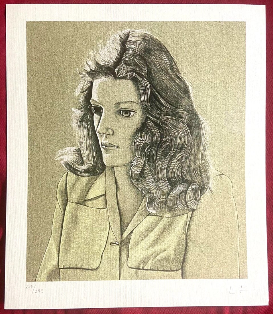 Numbered Lucian Freud Lithograph: Numbered Lucian Freud Lithograph A rare opportunity to own a numbered lithograph by the renowned artist Lucian Freud, featuring his captivating portrait of Pauline Tennant. Printed in 1986 and signed