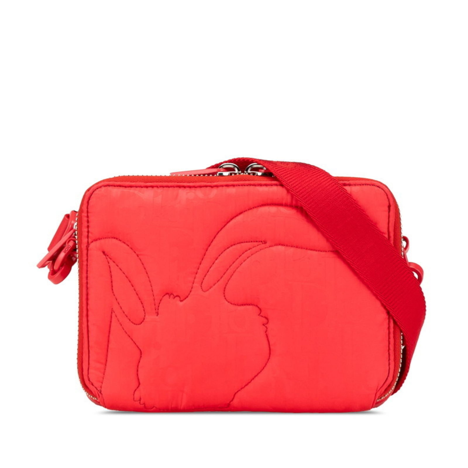 Christian Dior Shoulder Bag in Nylon and Leather: Christian Dior Shoulder Bag in Nylon and Leather A vibrant red Christian Dior shoulder bag in excellent condition, this timeless piece boasts a sleek nylon and leather design that exudes sophisticatio