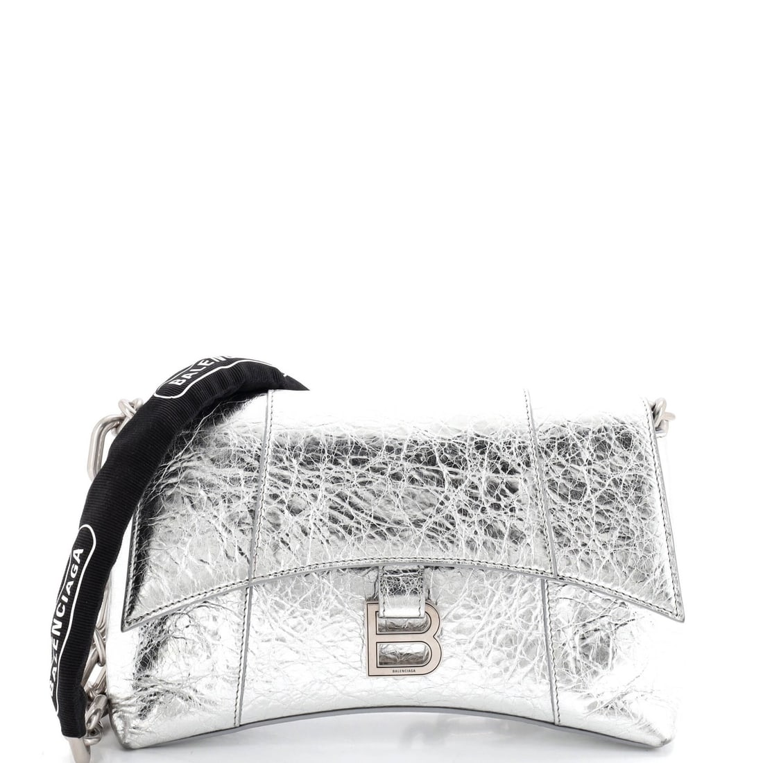 Balenciaga Downtown S Leather Chain-Handle Shoulder Bag in XS: Balenciaga Downtown S Leather Chain-Handle Shoulder Bag in XS Experience the edgy sophistication of Balenciaga's Downtown S Leather Chain-Handle Shoulder Bag, boasting a sleek metallic exterior and ch