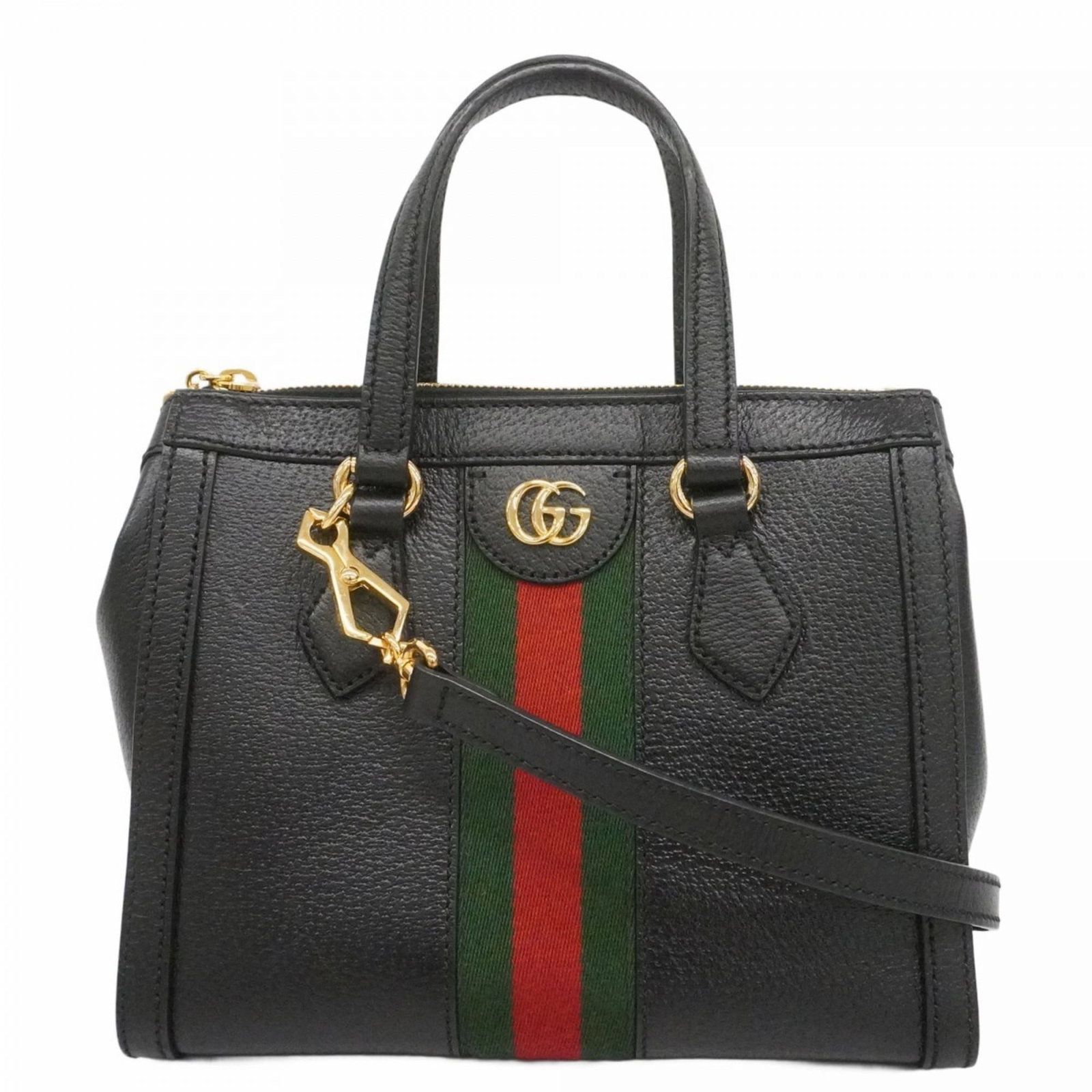 Gucci Leather Handbag: Gucci Leather Handbag Elevate your style with this stunning Gucci leather handbag, boasting sleek black leather and gold hardware that adds a touch of luxury to any outfit. With its classic design and