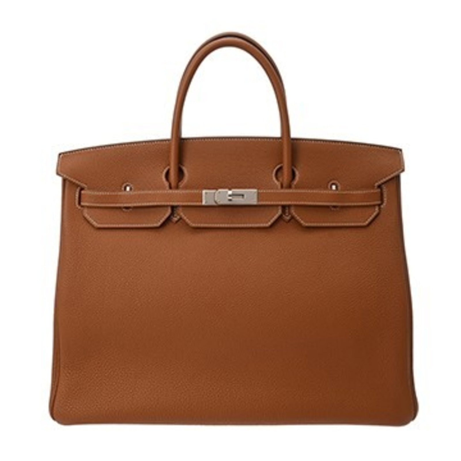 Leather Hermes Handbag Togo: Leather Hermes Handbag Togo A luxurious Togo leather handbag from the iconic French fashion house Hermes, boasting sleek gold hardware and a timeless silver finish. With its classic design and premium
