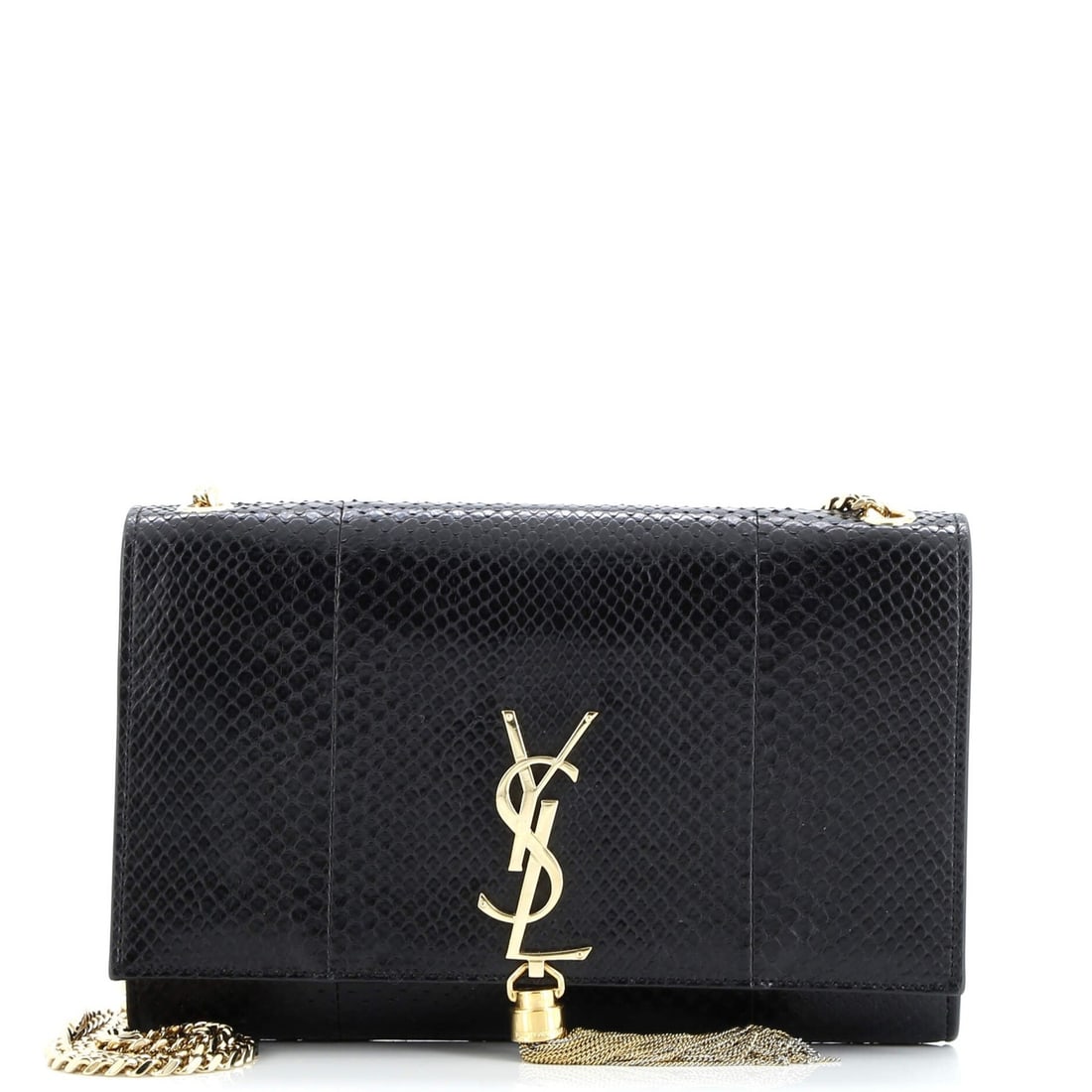 Saint Laurent Python Medium Classic Monogram Tassel Crossbody Bag: Saint Laurent Python Medium Classic Monogram Tassel Crossbody Bag Elevate your style with the iconic Saint Laurent Python Medium Classic Monogram Tassel Crossbody Bag, boasting sleek black python