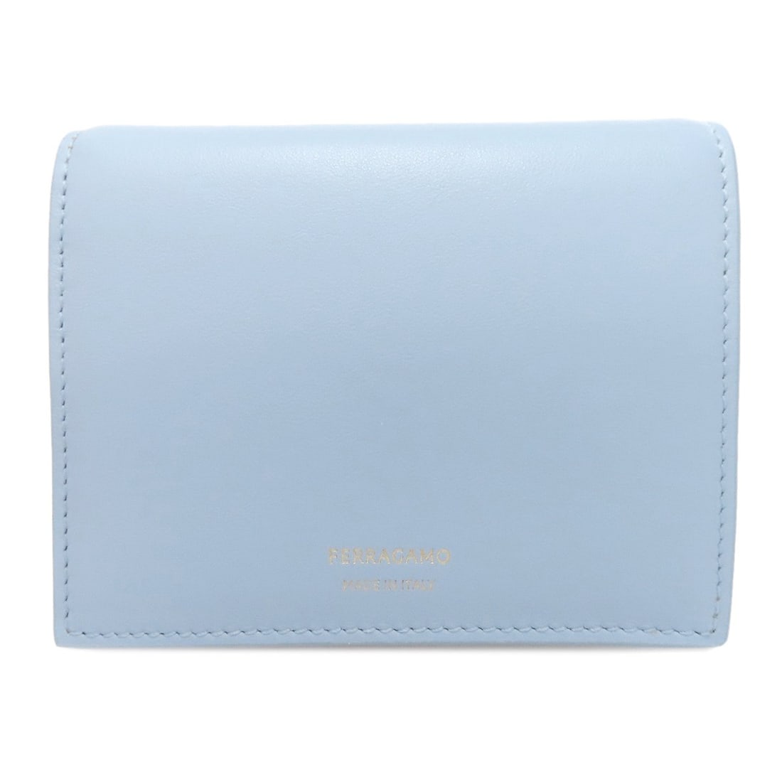Salvatore Ferragamo Logo Bifold Wallet with Coin Pocket Leather: Salvatore Ferragamo Logo Bifold Wallet with Coin Pocket Leather Elevate your everyday style with the iconic Salvatore Ferragamo logo bifold wallet, crafted from rich light blue leather and boasting a