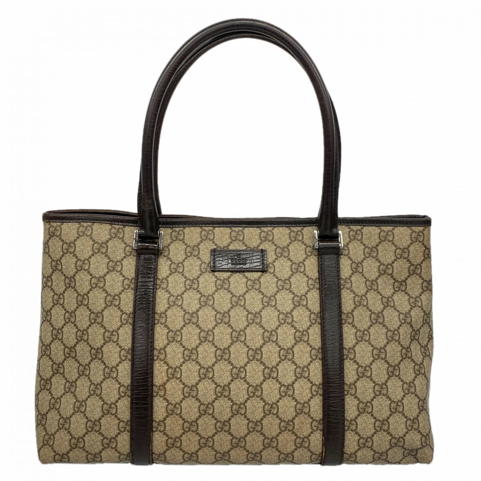Gucci PVC Tote Bag: Gucci PVC Tote Bag Elevate your everyday style with this pre-loved Gucci PVC tote bag, boasting sleek silver hardware and a timeless brown hue that adds a touch of sophistication to any outfit. Made f