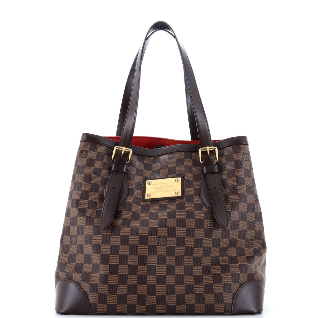 Louis Vuitton Damier MM Hampstead Handbag: Louis Vuitton Damier MM Hampstead Handbag The Louis Vuitton Damier MM Hampstead Handbag is a timeless classic, boasting the iconic Damier print in rich brown canvas. With its spacious interior and gol