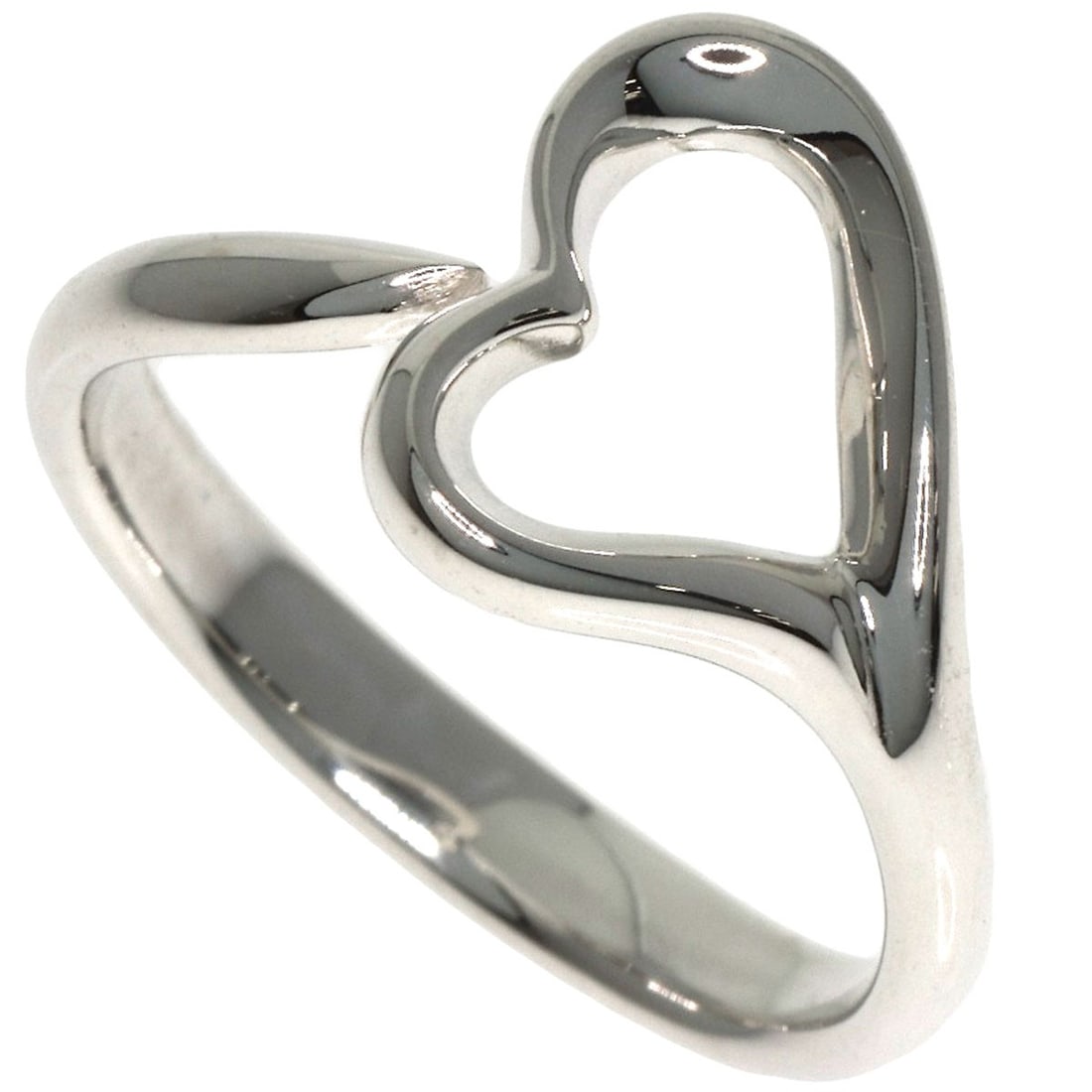 Silver TIFFANY&Co. Open heart Ring: Silver TIFFANY&Co. Open heart Ring A stunning silver Tiffany&Co. open heart ring, expertly crafted with sleek lines and minimalist charm, makes for a timeless accessory that adds a touch of sophistica