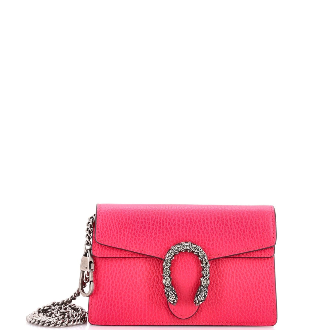 Gucci Dionysus Super Mini Leather Bag: Gucci Dionysus Super Mini Leather Bag The Gucci Dionysus Super Mini Leather Bag is a chic and compact accessory that exudes luxury with its signature pink exterior and aged silver hardware. With its s