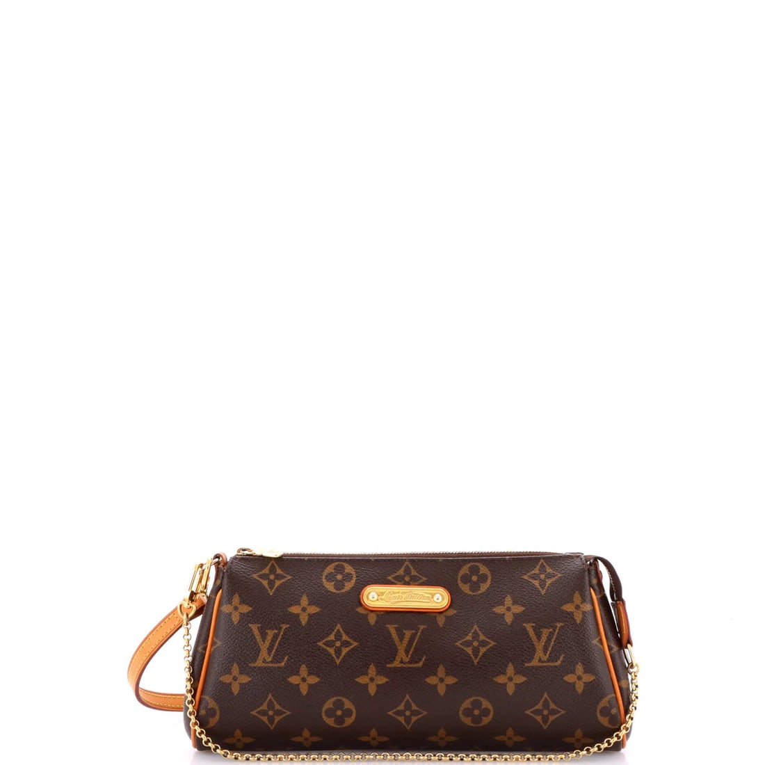 Louis Vuitton Eva Monogram Canvas Handbag: Louis Vuitton Eva Monogram Canvas Handbag The iconic Louis Vuitton Eva Monogram Canvas Handbag is a timeless classic, boasting the signature LV monogram pattern on its brown canvas exterior. With its