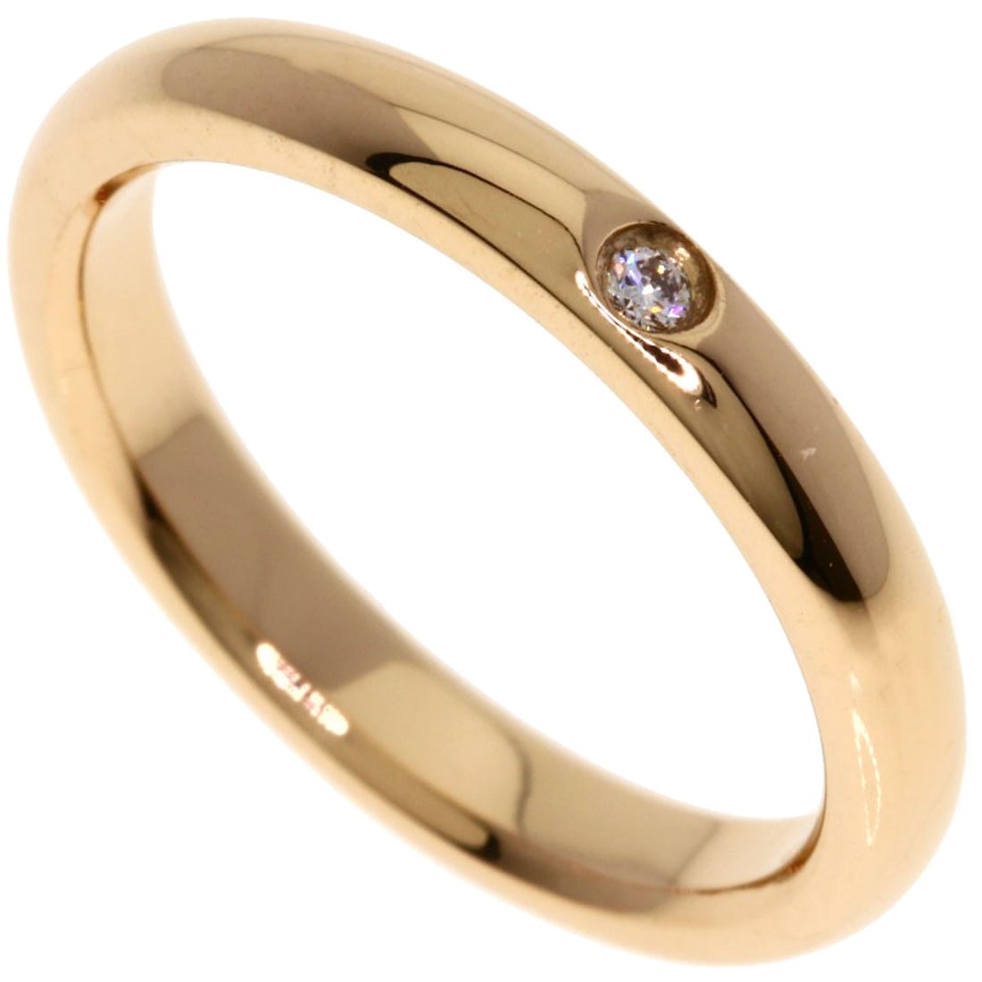 Tiffany & Co. Pink Gold 1P Diamond Stacking Band: Tiffany & Co. Pink Gold 1P Diamond Stacking Band Elevate your style with the Tiffany & Co. Pink Gold 1P Diamond Stacking Band, a timeless piece that combines elegance and sophistication. This exquisit