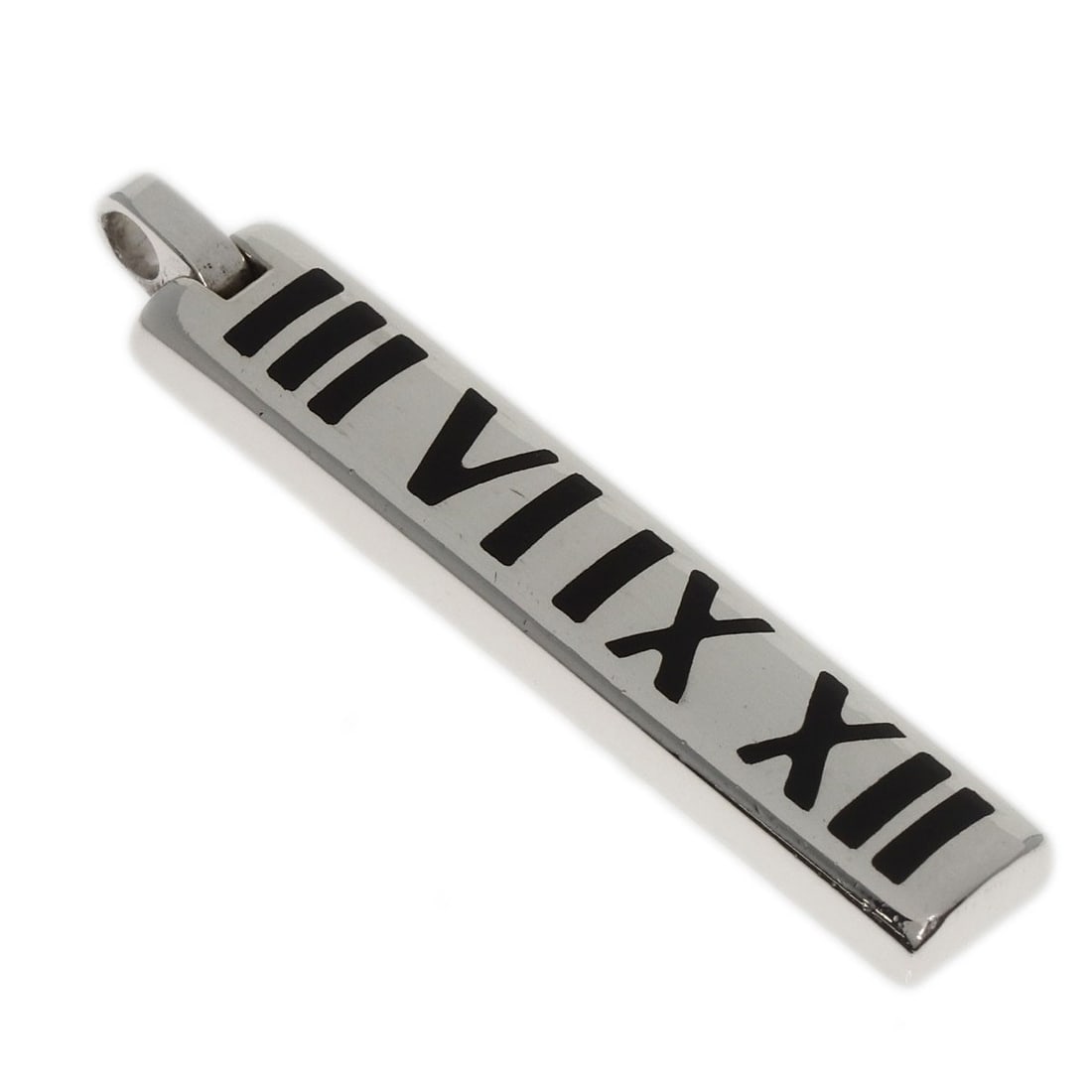 Silver TIFFANY&Co. Atlas Bar Numeric Pendant top: Silver TIFFANY&Co. Atlas Bar Numeric Pendant top A sleek and sophisticated addition to any outfit, the Tiffany&Co. Atlas Bar Numeric Pendant top is a masterclass in understated elegance. Crafted from