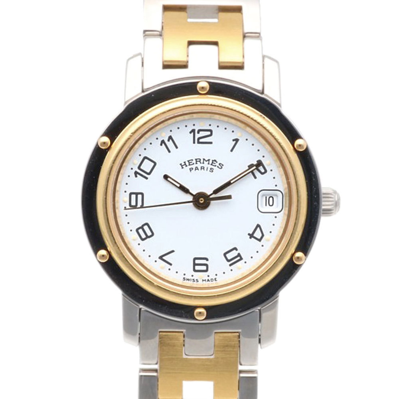 Wristwatch Hermes: Wristwatch Hermes A stunning gold plated Hermes wristwatch, perfect for the fashion-conscious woman, boasts an elegant 23.5mm case and adjustable gold plated stainless steel band, ensuring a comfortab