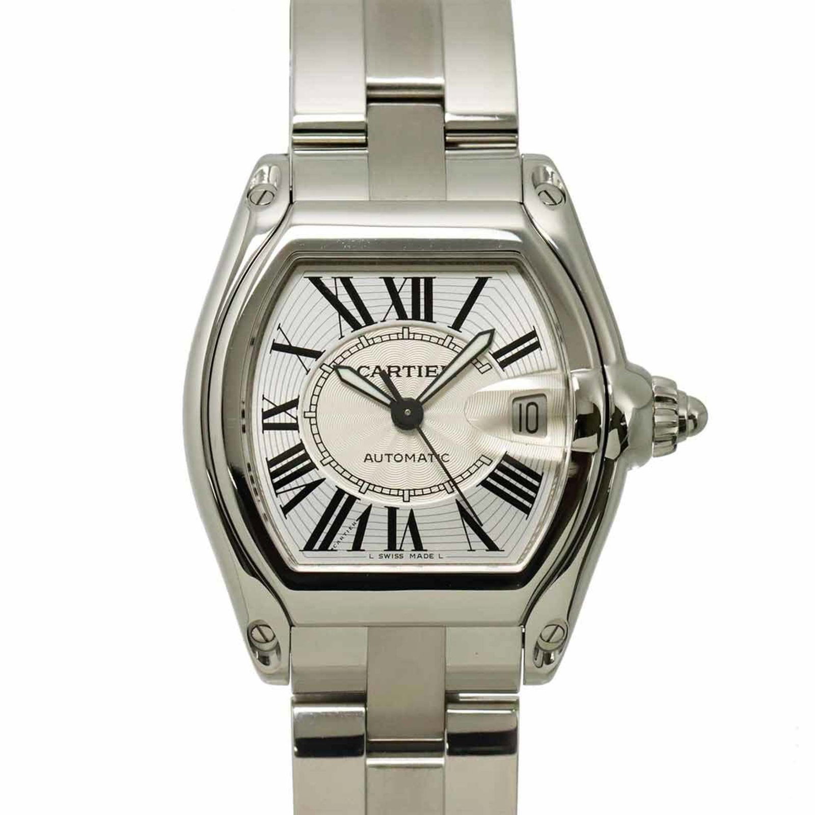 Wristwatch Cartier: Wristwatch Cartier Own a timeless piece of luxury with this pre-owned Cartier wristwatch, boasting a sleek 39mm stainless steel case and matching band that exudes sophistication and elegance. The silv