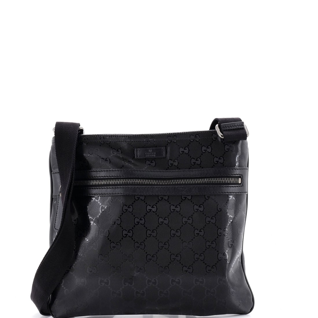 Gucci Medium GG Imprime Front Zip Flat Messenger Bag: Gucci Medium GG Imprime Front Zip Flat Messenger Bag Elevate your everyday style with the iconic Gucci Medium GG Imprime Front Zip Flat Messenger Bag, boasting sleek black canvas exterior and silver h