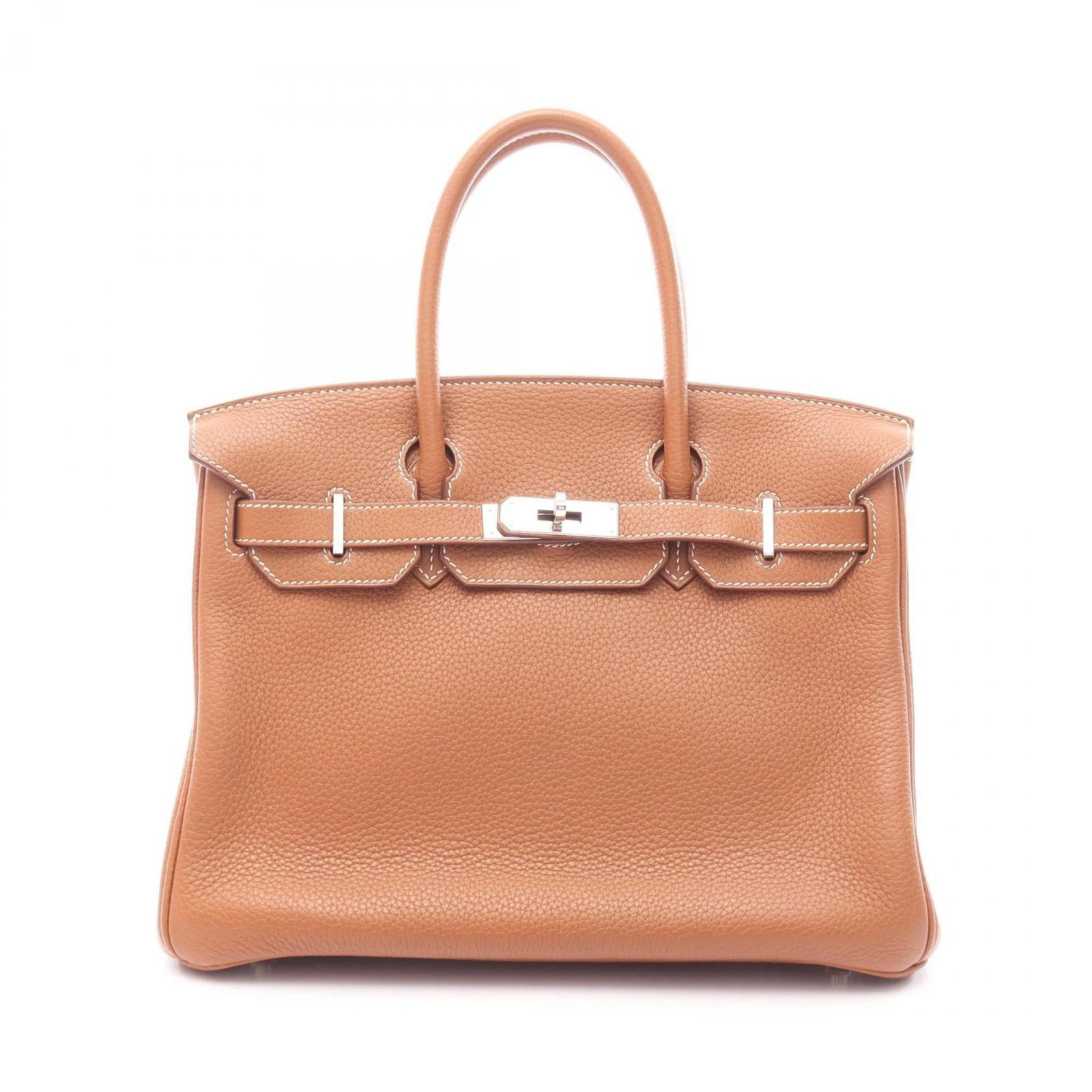 Hermes Leather Handbag: Hermes Leather Handbag A timeless classic, the Hermes Leather Handbag boasts rich, supple Taurillon Clemence leather in a beautiful brown hue, adorned with subtle gold accents. Its elegant design and