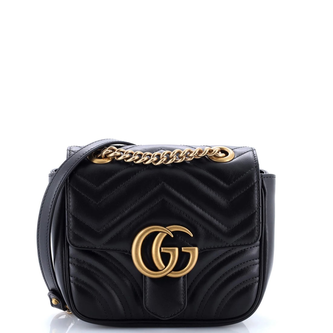 Gucci GG Marmont Square Flap Bag in Matelasse Leather Mini: Gucci GG Marmont Square Flap Bag in Matelasse Leather Mini Elevate your everyday with the iconic Gucci GG Marmont Square Flap Bag in Matelasse Leather Mini, boasting sleek black exterior and neutral i