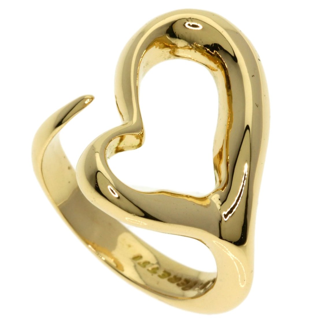 Tiffany & Co. K18 Yellow Gold Open Heart Ring: Tiffany & Co. K18 Yellow Gold Open Heart Ring A timeless piece of American elegance, the Tiffany & Co. K18 Yellow Gold Open Heart Ring is a masterclass in understated sophistication. With its sleek, 3