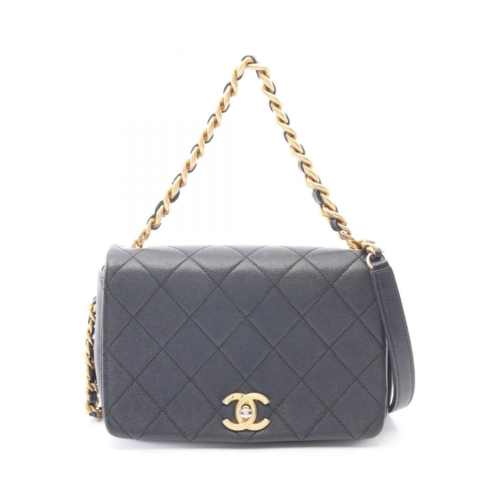 Chanel Shoulder Bag in Leather: Chanel Shoulder Bag in Leather A timeless Chanel shoulder bag in rich navy leather, adorned with elegant gold hardware, adds a touch of sophistication to any outfit. With its classic design and high-q