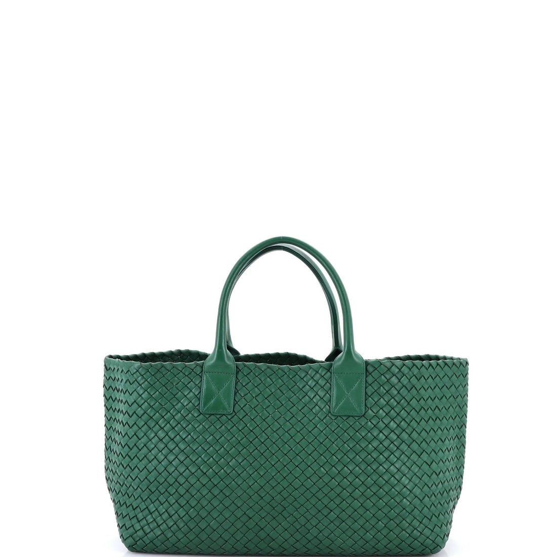 Bottega Veneta Cabat Tote in Intrecciato Nappa Medium: Bottega Veneta Cabat Tote in Intrecciato Nappa Medium Experience the timeless elegance of Bottega Veneta's iconic Cabat Tote, crafted from supple Intrecciato Nappa leather in a stunning green hue. Wit
