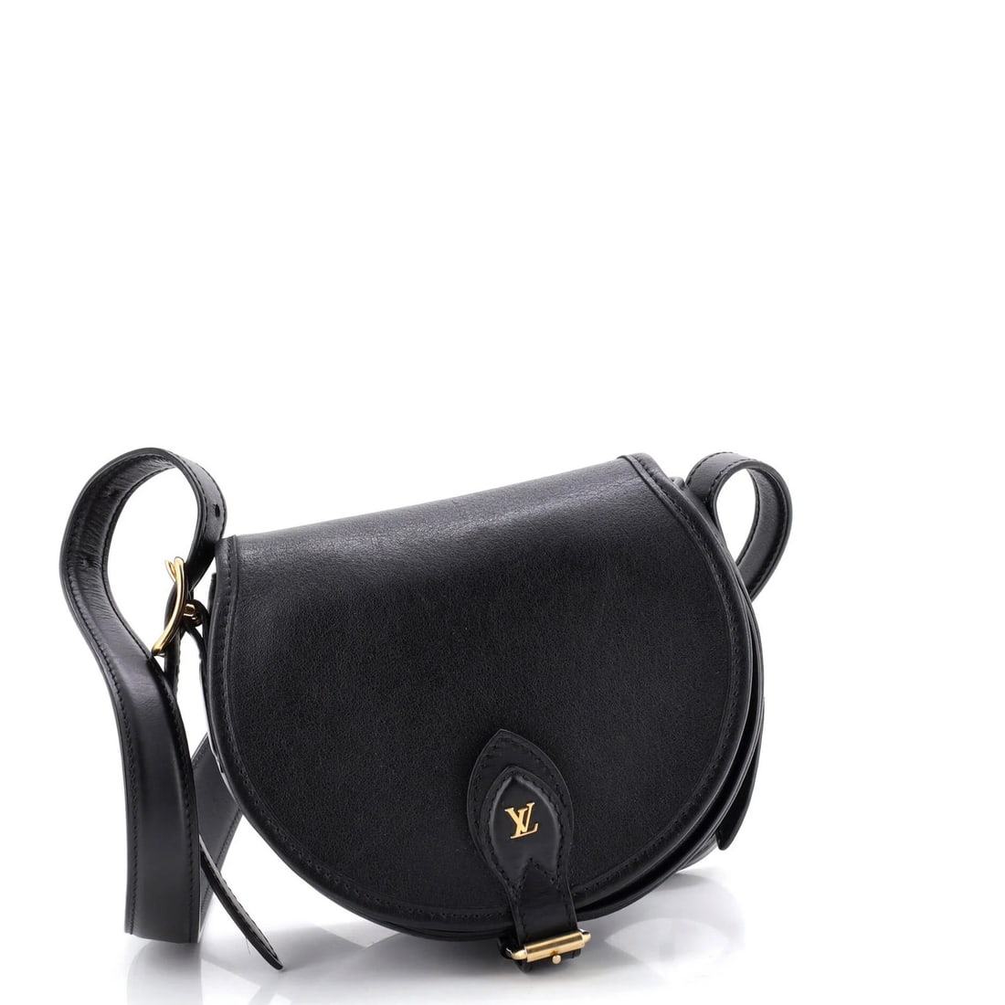 Louis Vuitton NM Tambourin Leather Handbag: Louis Vuitton NM Tambourin Leather Handbag Experience the timeless elegance of Louis Vuitton's iconic Tambourin NM handbag, boasting sleek black leather exterior and gold hardware that adds a touch