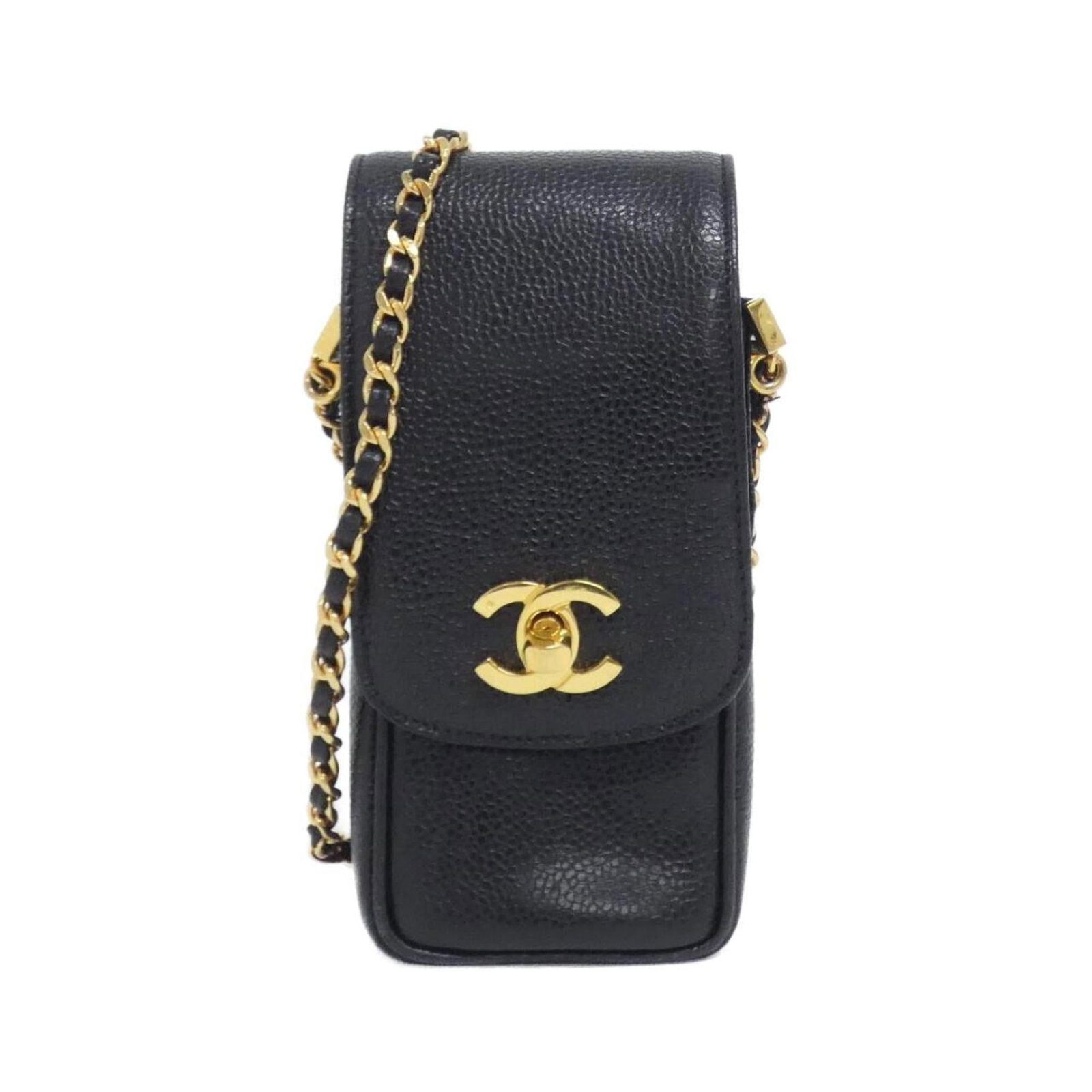 Calfskin Chanel Pouch/ Sleeve Grained: Calfskin Chanel Pouch/ Sleeve Grained A rare opportunity to own a pre-owned Chanel pouch, expertly crafted from high-quality grained calfskin in sleek black. With its classic design and timeless elega