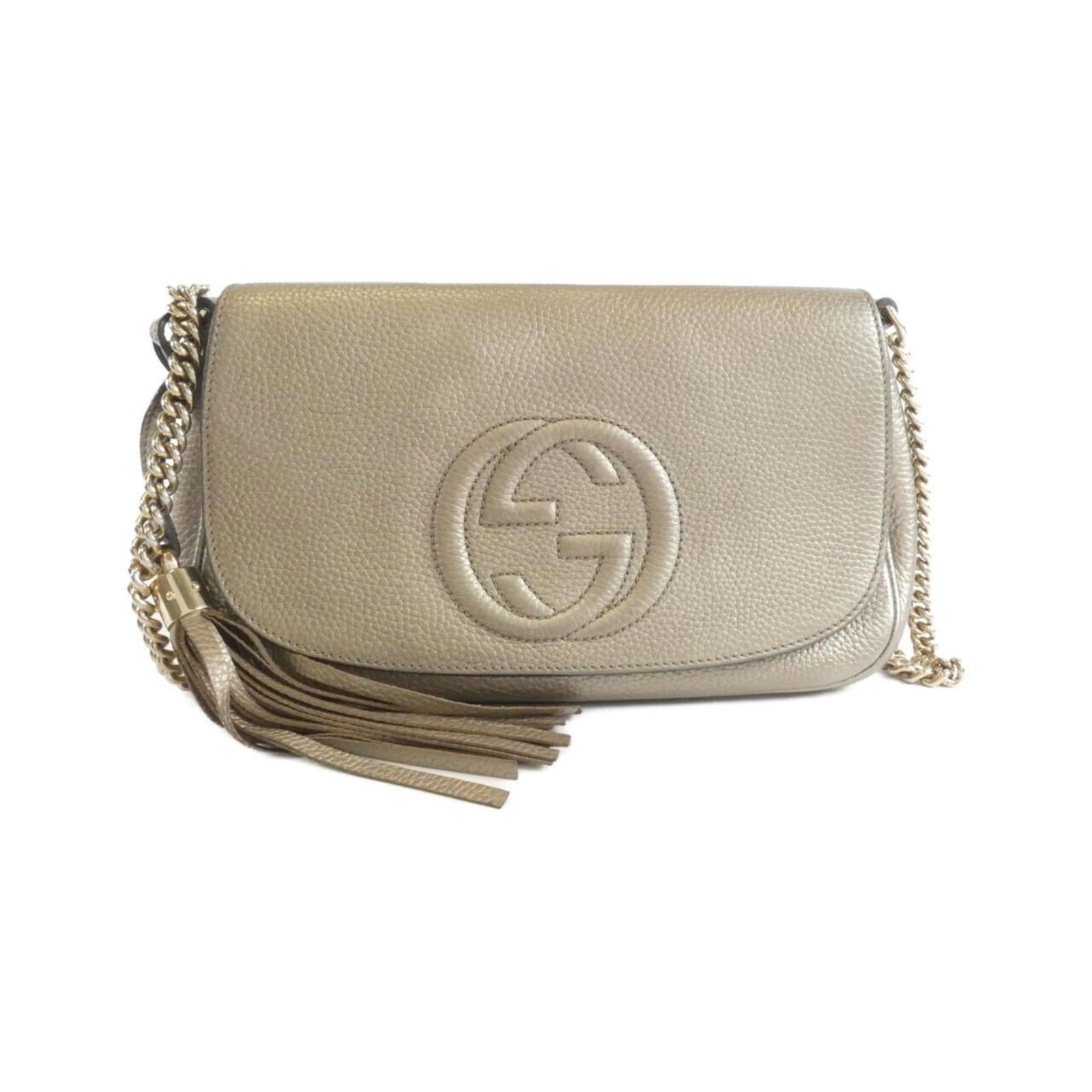 Gucci Leather Shoulder Bag: Gucci Leather Shoulder Bag Elevate your everyday style with this stunning Gucci leather shoulder bag, boasting sleek gold hardware and a timeless gold finish that adds a touch of sophistication to any