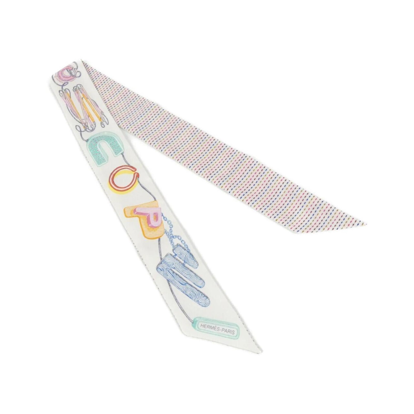 Hermes Silk Scarf: Hermes Silk Scarf A stunning white silk scarf from the iconic French house of Hermes, boasting its signature elegant simplicity and timeless charm. With its crisp folds and subtle sheen, this used sca