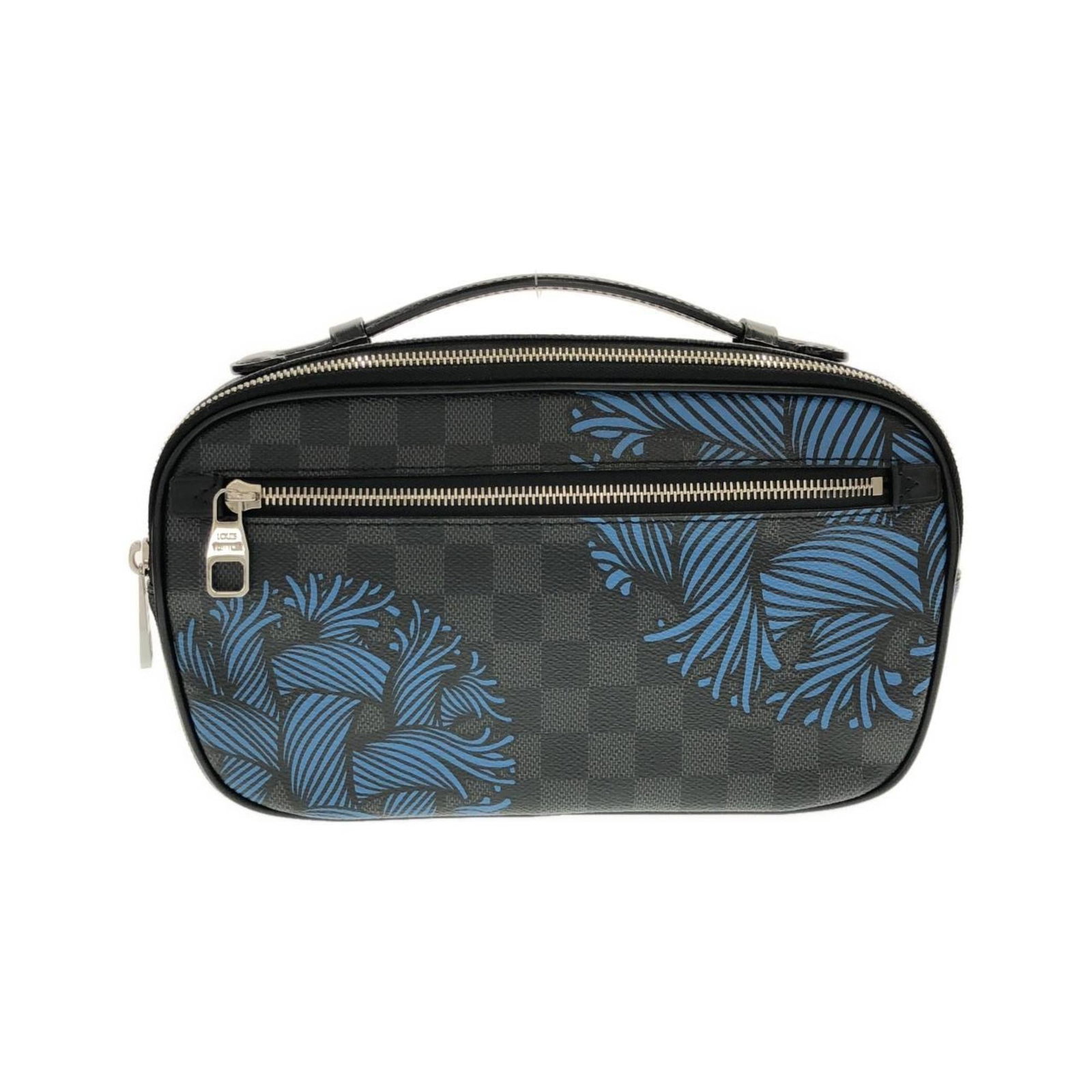 Louis Vuitton Coated Canvas Shoulder Bag: Louis Vuitton Coated Canvas Shoulder Bag A pre-owned Louis Vuitton shoulder bag in a stunning blue and graphite color combination, featuring the iconic coated canvas material that adds durability to t