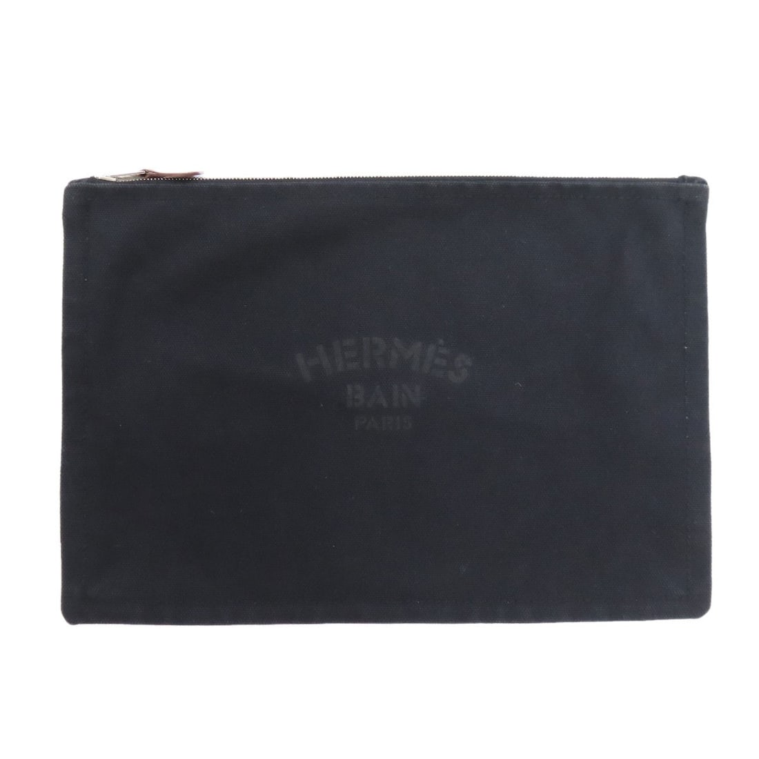 Hermes Logo Cotton Pouch: Hermes Logo Cotton Pouch Elevate your everyday essentials with the iconic Hermes logo cotton pouch, crafted from high-quality black cotton and boasting the legendary French brand's signature style. Th