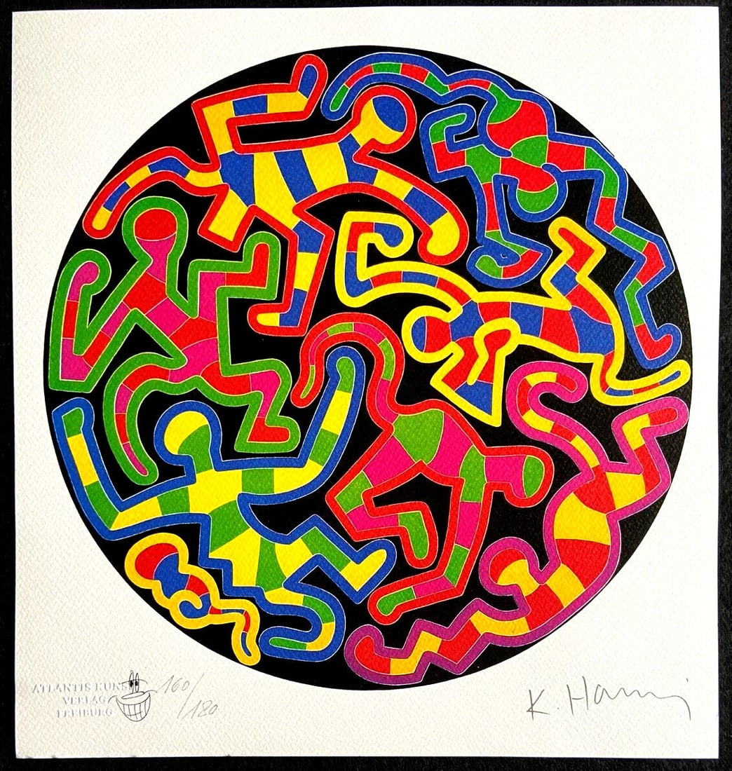 Numbered Keith Haring Lithograph From A Painting. .: Numbered Keith Haring Lithograph From A Painting. . A rare opportunity to own a piece of art history, this numbered Keith Haring lithograph from 1989 is a true collector's item. Printed in limited edi