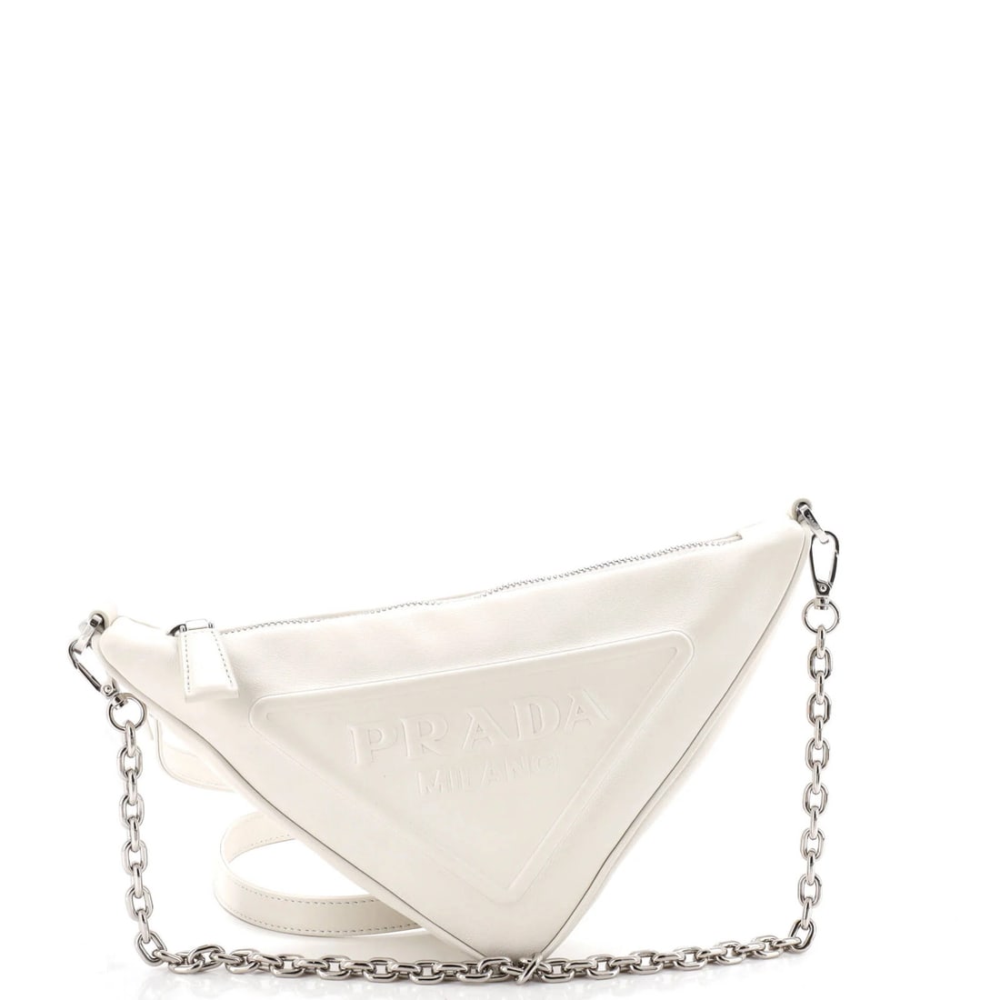 Mini Prada Triangle Logo Zip Shoulder Bag Embossed Leather: Mini Prada Triangle Logo Zip Shoulder Bag Embossed Leather A miniature masterpiece, this Prada Triangle Logo Zip Shoulder Bag is a stylish and sophisticated accessory that exudes luxury. Crafted from