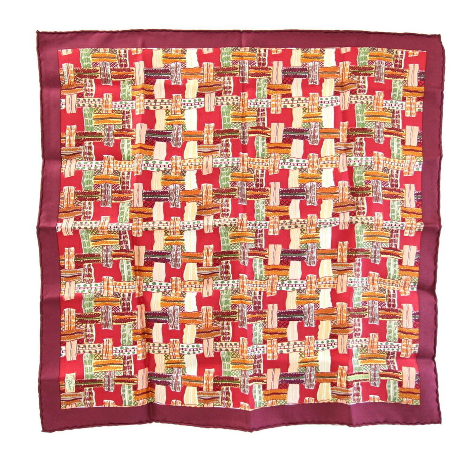 Hermes Silk Scarf: Hermes Silk Scarf Experience the timeless elegance of an authentic Hermes silk scarf, carefully crafted from rich Bordeaux hues that exude sophistication and refinement. With its 42cm x 43cm dimension